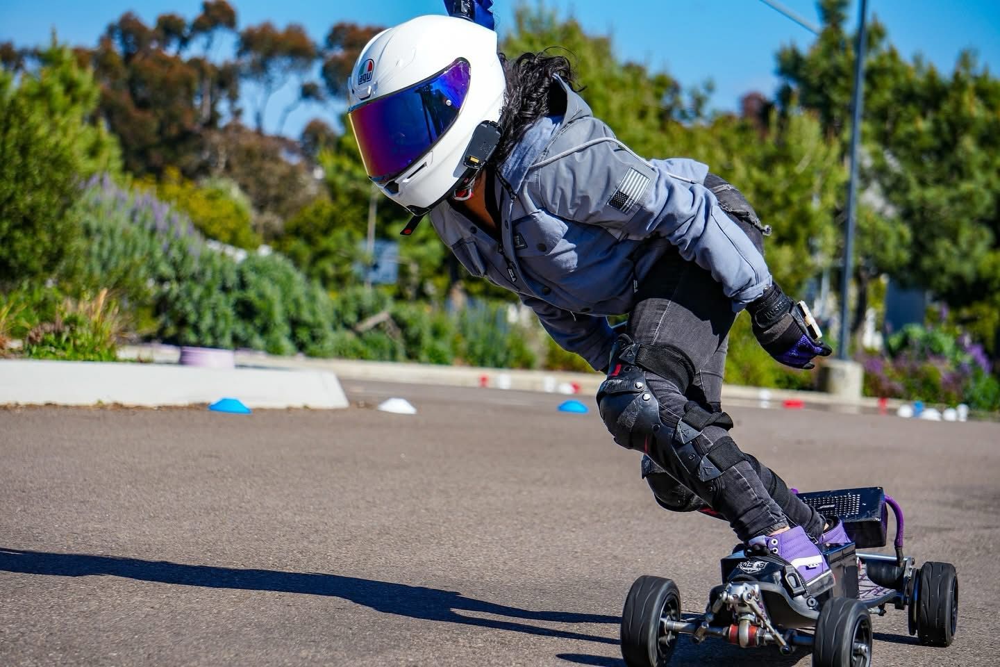 Protective Reflective Flannel Hoodie "Twilight Titanium" For Women - Grey and Silver with Pads
