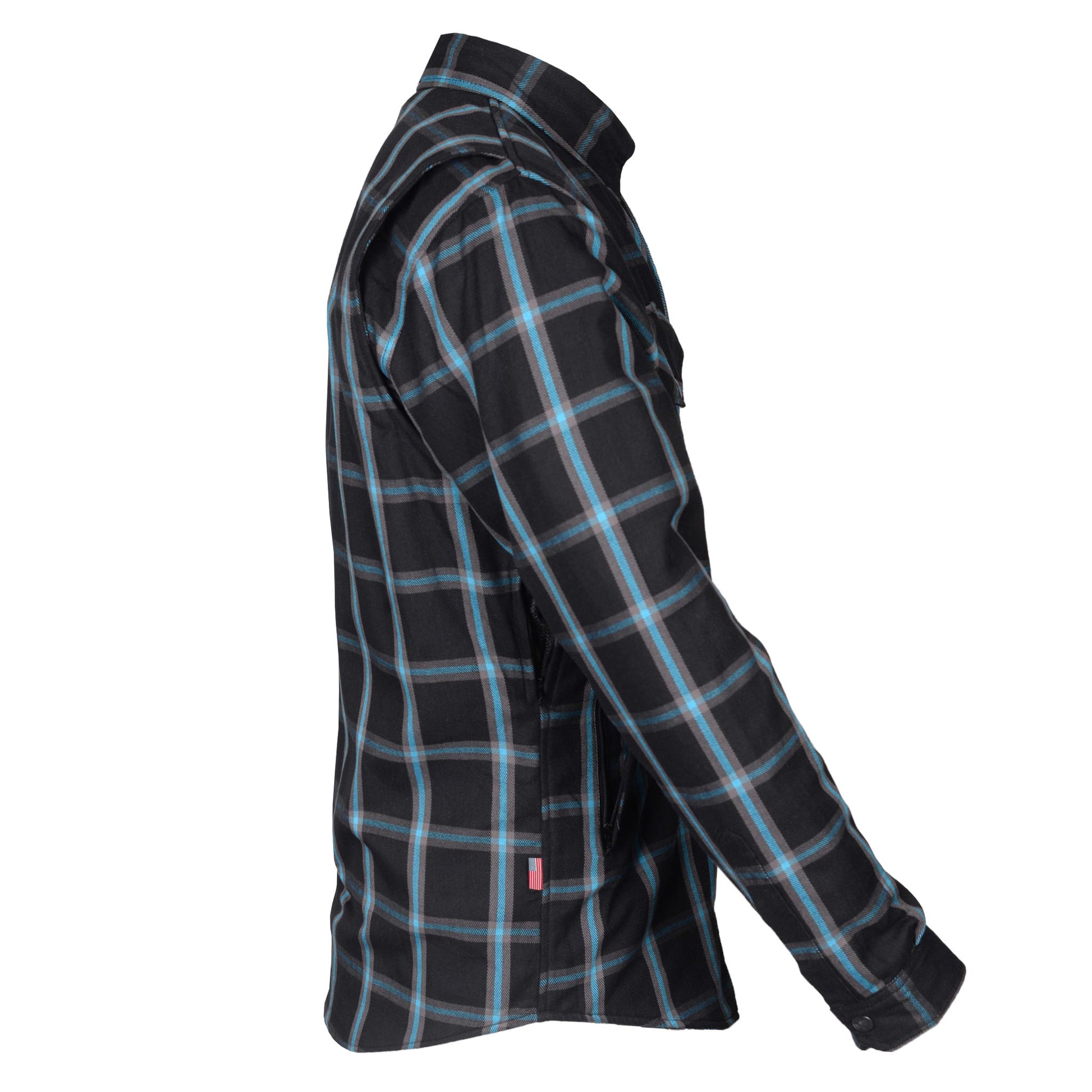 flannel-men's-shirt-in-black-checkered-blue-stipes-with-raised-sleeve