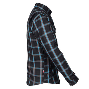 flannel-men's-shirt-in-black-checkered-blue-stipes-with-raised-sleeve
