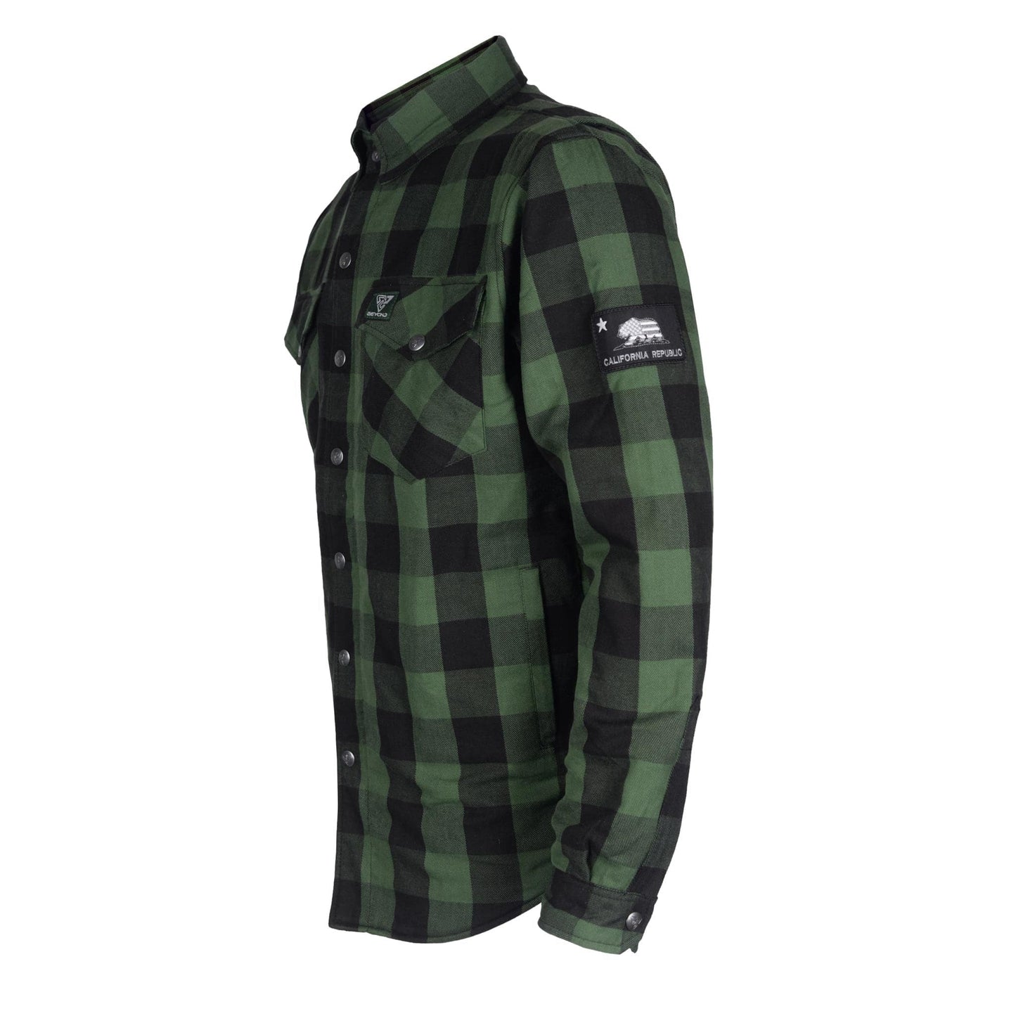 SALE Protective Flannel Shirt - Dark Green Checkered with Pads