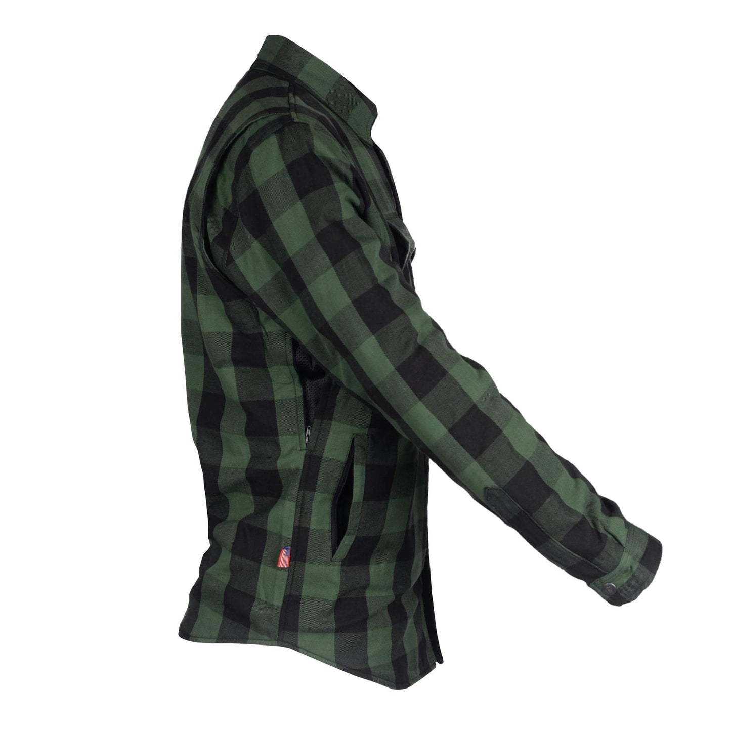 SALE Protective Flannel Shirt - Dark Green Checkered with Pads