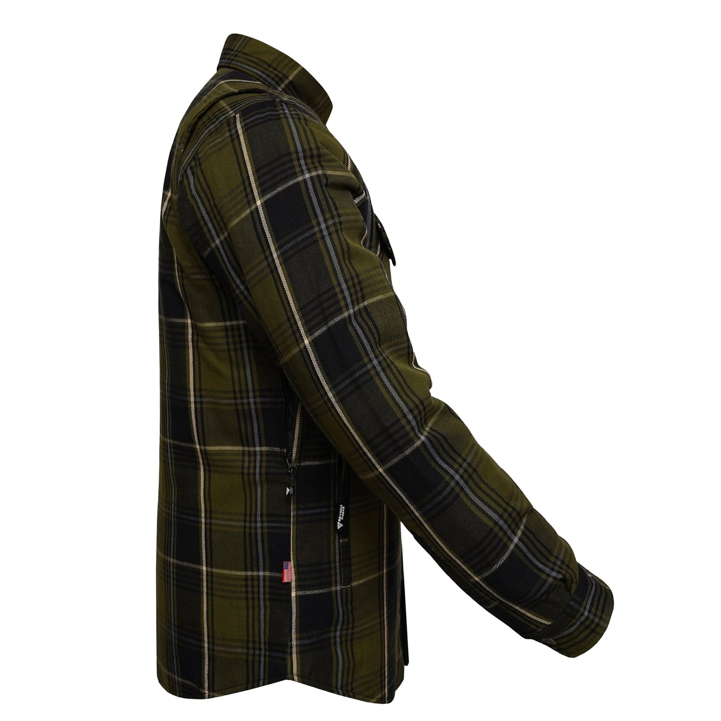 Protective Flannel Shirt For Men - Green Tracer Plaid with Pads