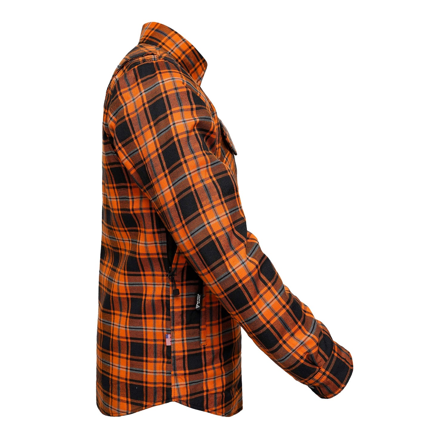 Protective Flannel Shirt For Men - Rusty Orange Plaid with Pads