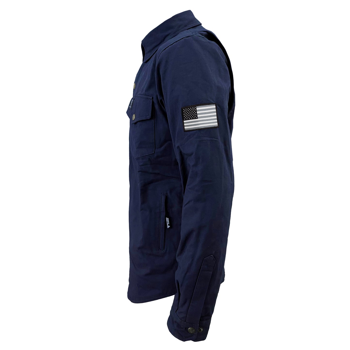 Men's-Canvas-Navy-Blue-Solid-Jacket-Left-Side