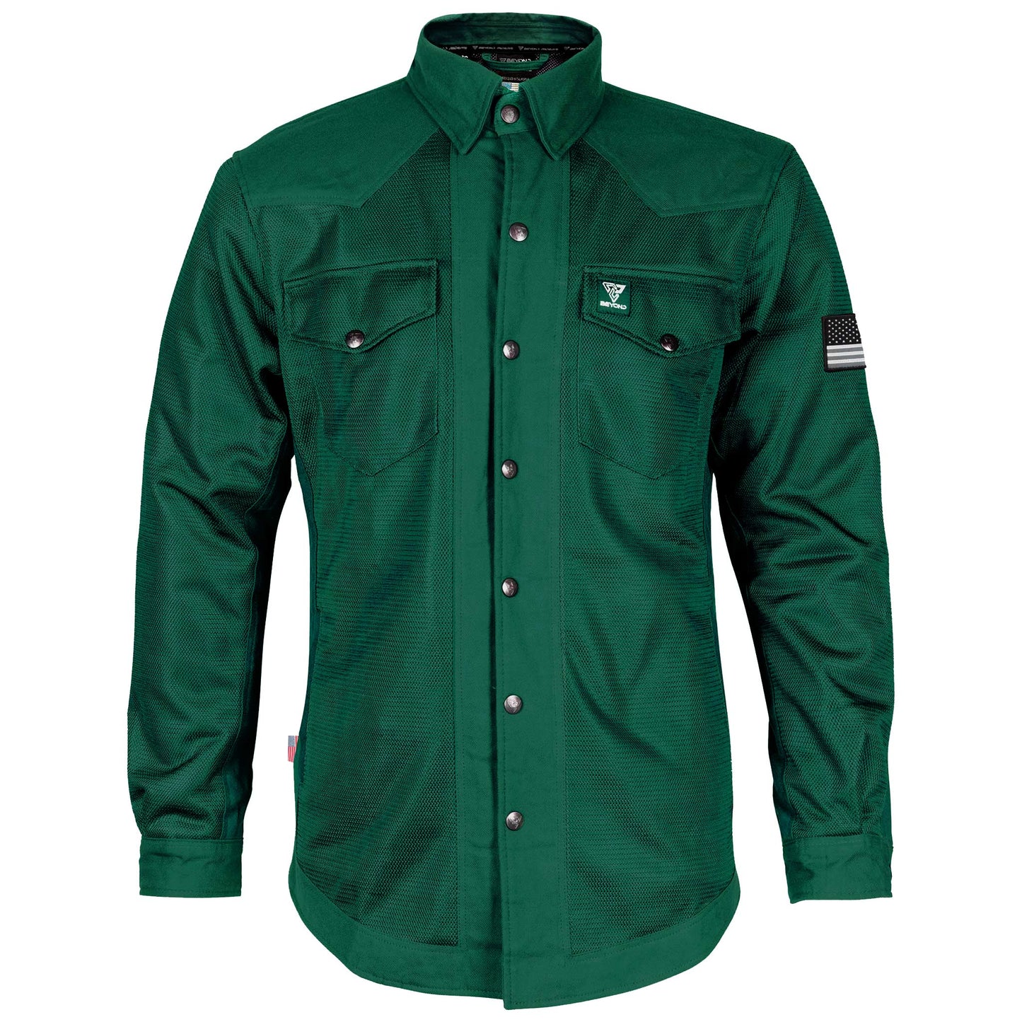 Men's-Summer-Mesh-Shirt-Dark-Green-Solid-Front