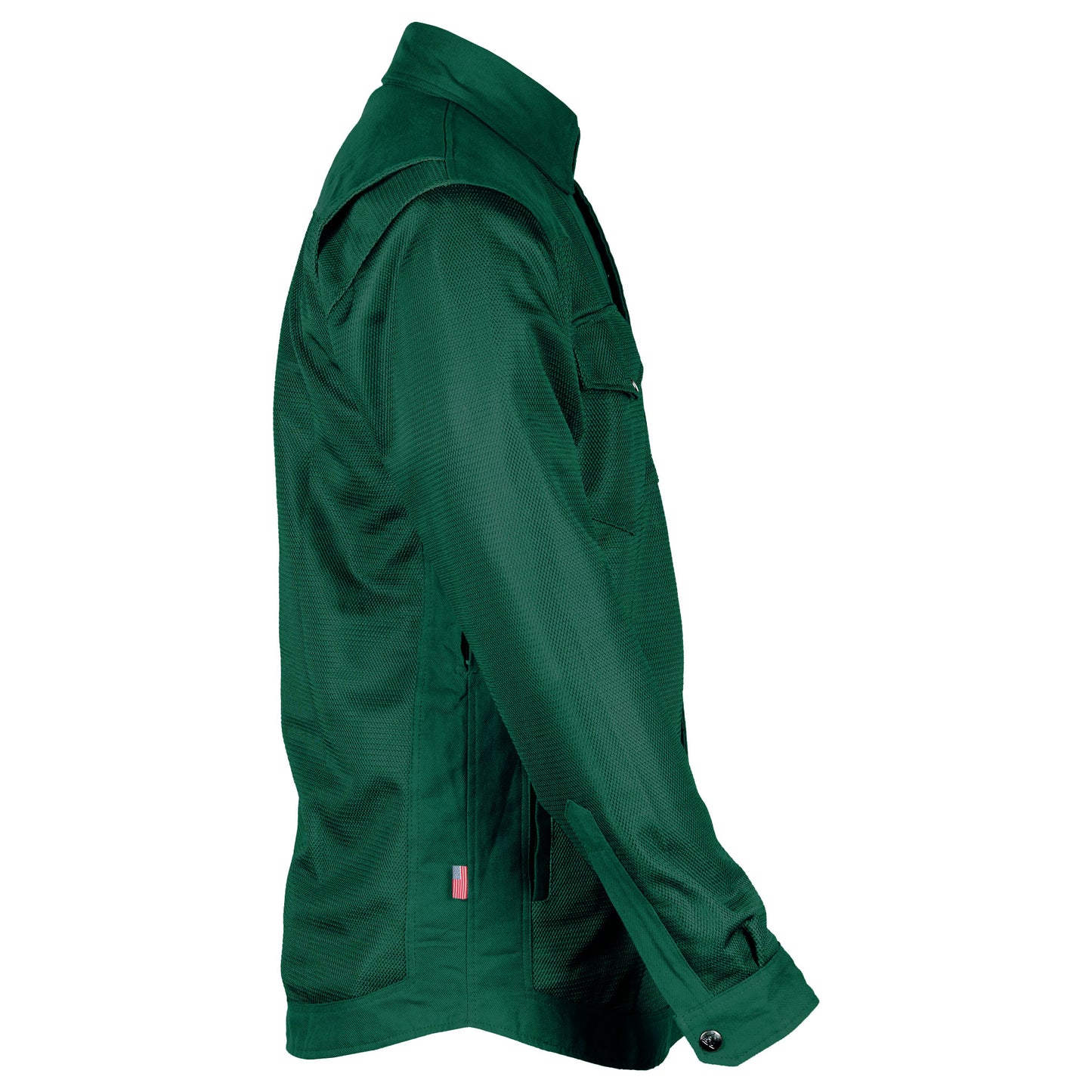 Men's-Summer-Mesh-Shirt-Dark-Green-Solid-Right-Side