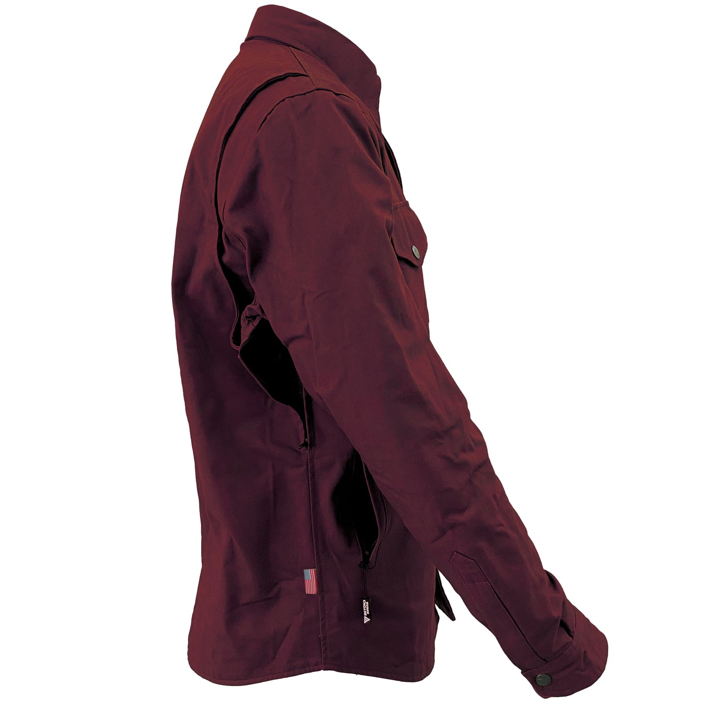 Protective Canvas Jacket for Men - Red Maroon with Pads