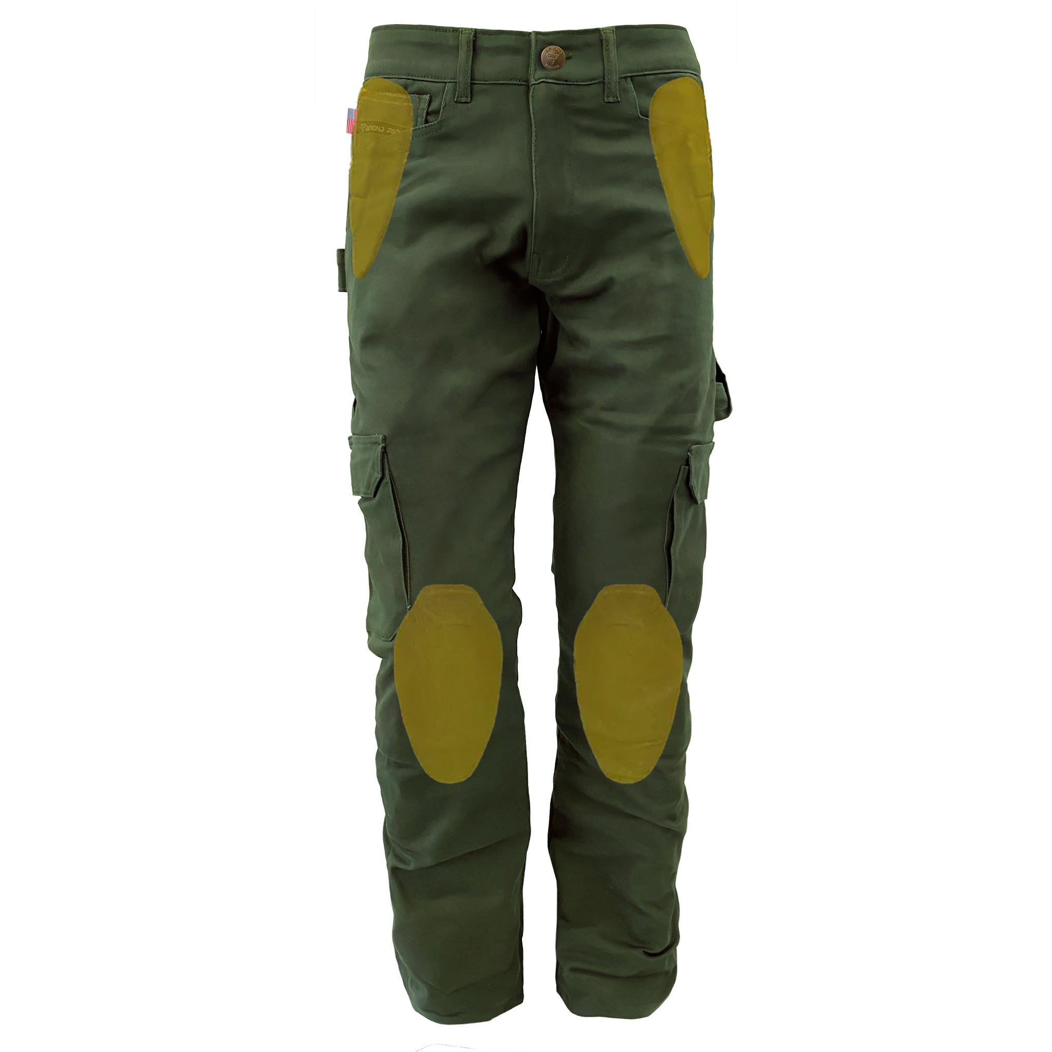 Mens-Solid-Army-Green-Cargo-Pants-Realxed-Fit-With-Pads-Front