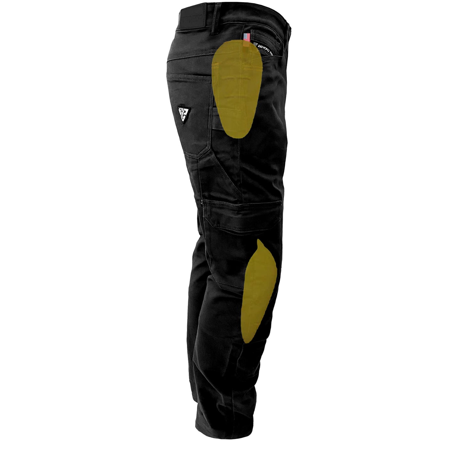 Loose Fit Cargo Pants (Extra Wide) - Black with Pads