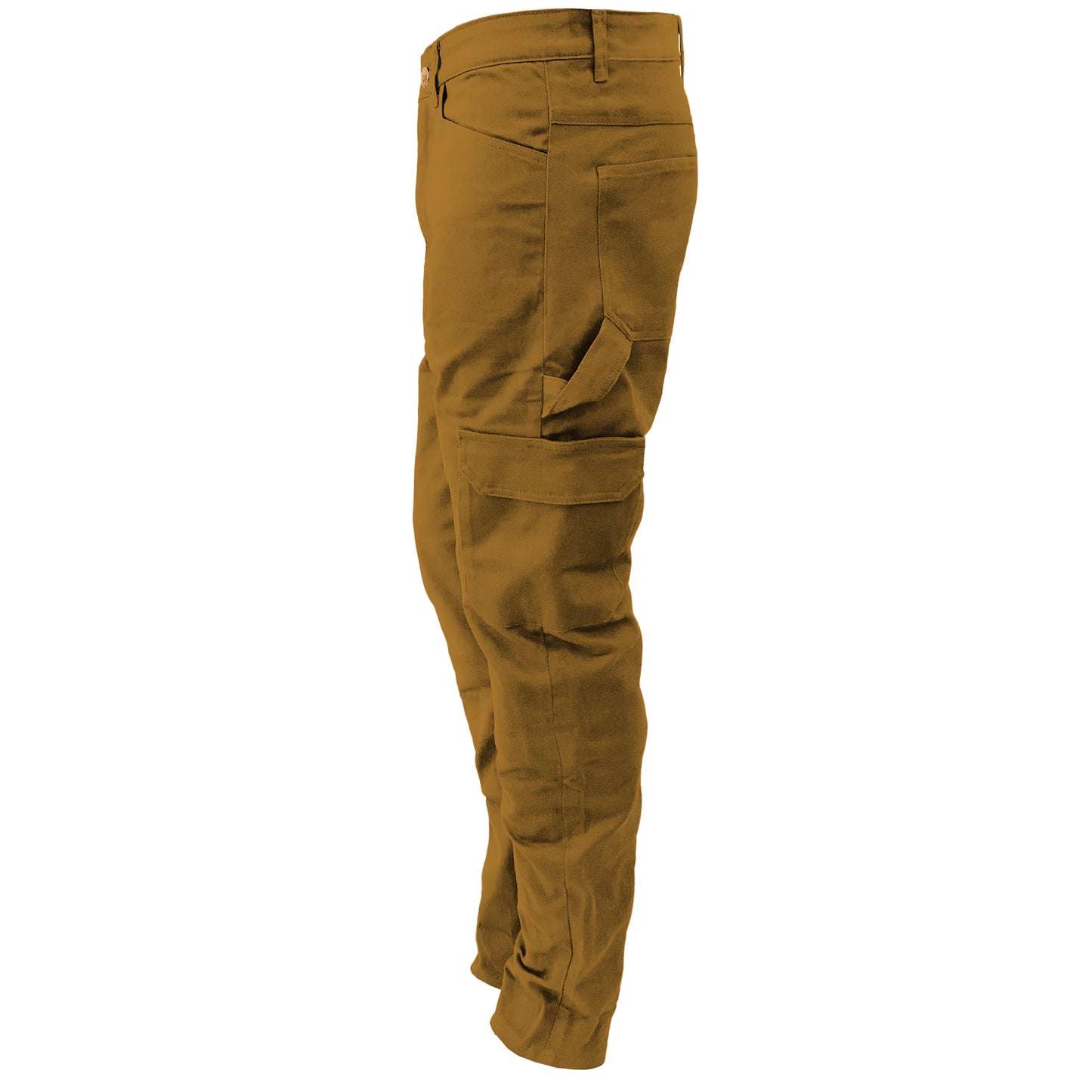 Straight Leg Cargo Pants - Light Brown Solid with Pads