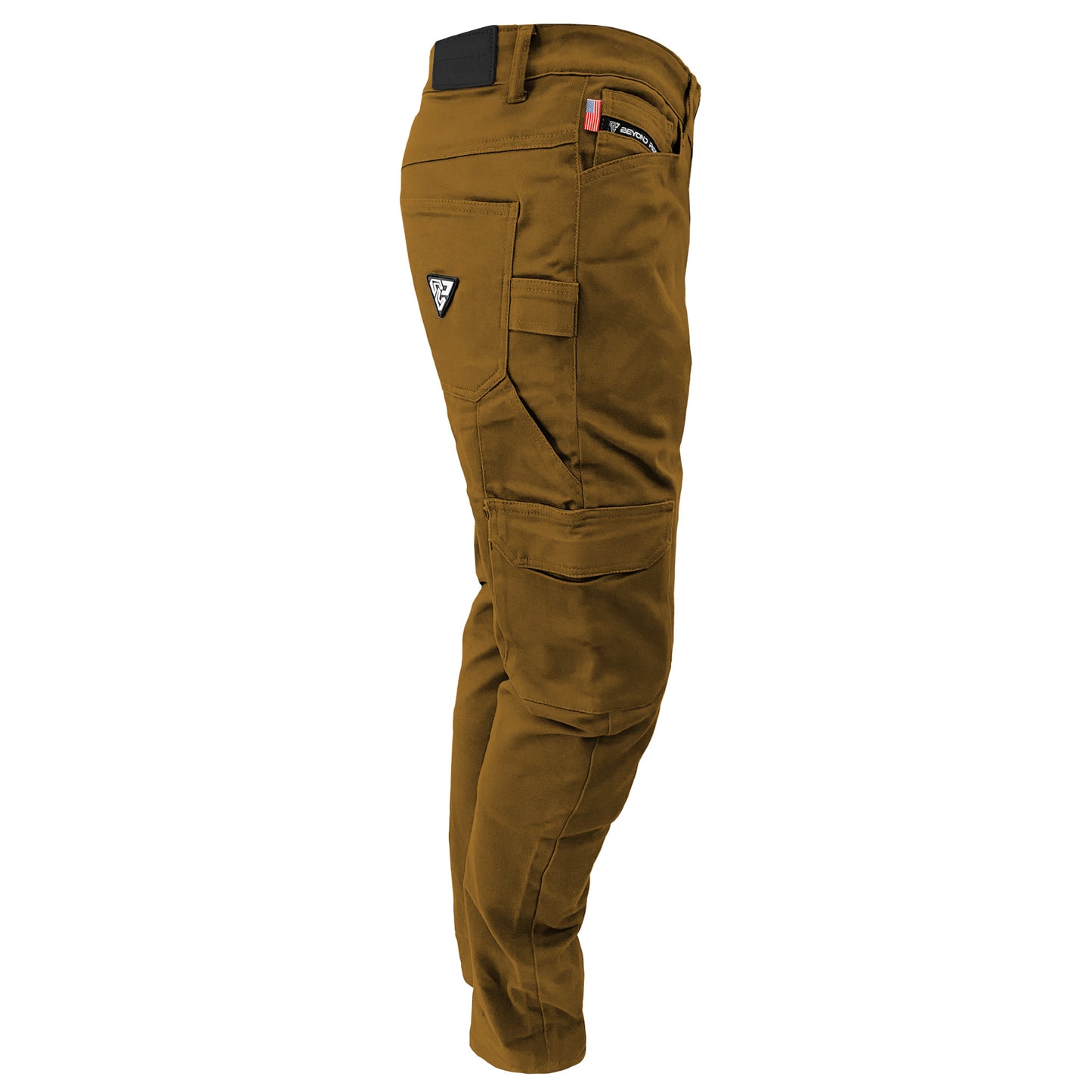 Straight Leg Cargo Pants - Light Brown Solid with Pads