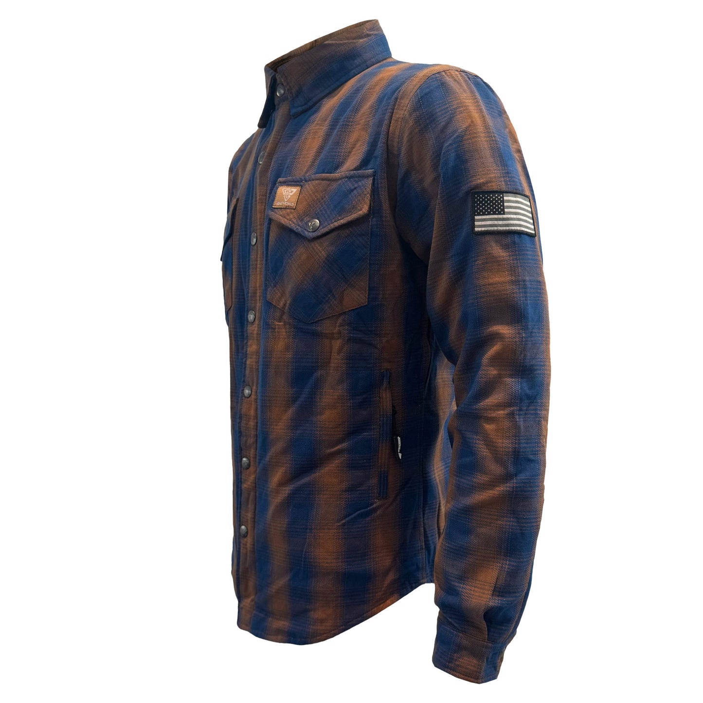 Protective Flannel Shirt For Men - Brown & Blue Plaid with Pads