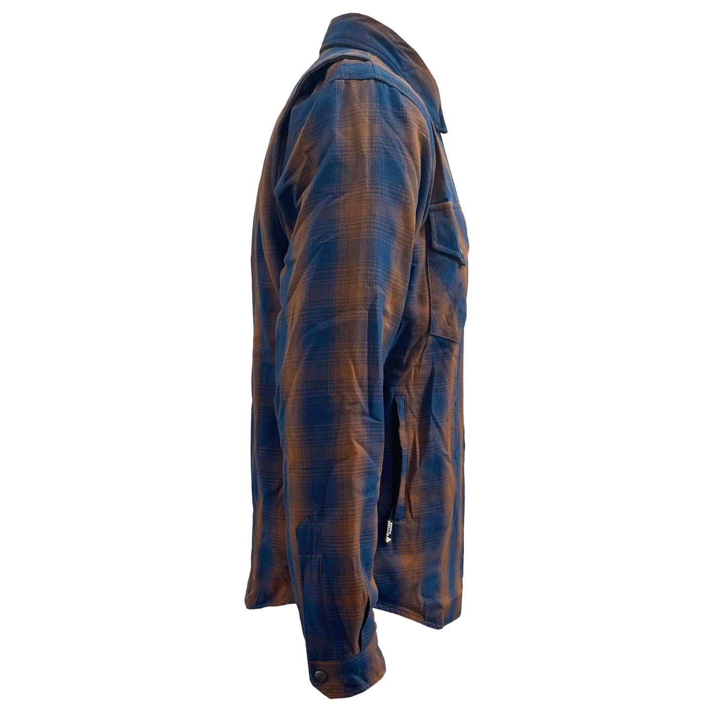 Protective Flannel Shirt For Men - Brown & Blue Plaid with Pads