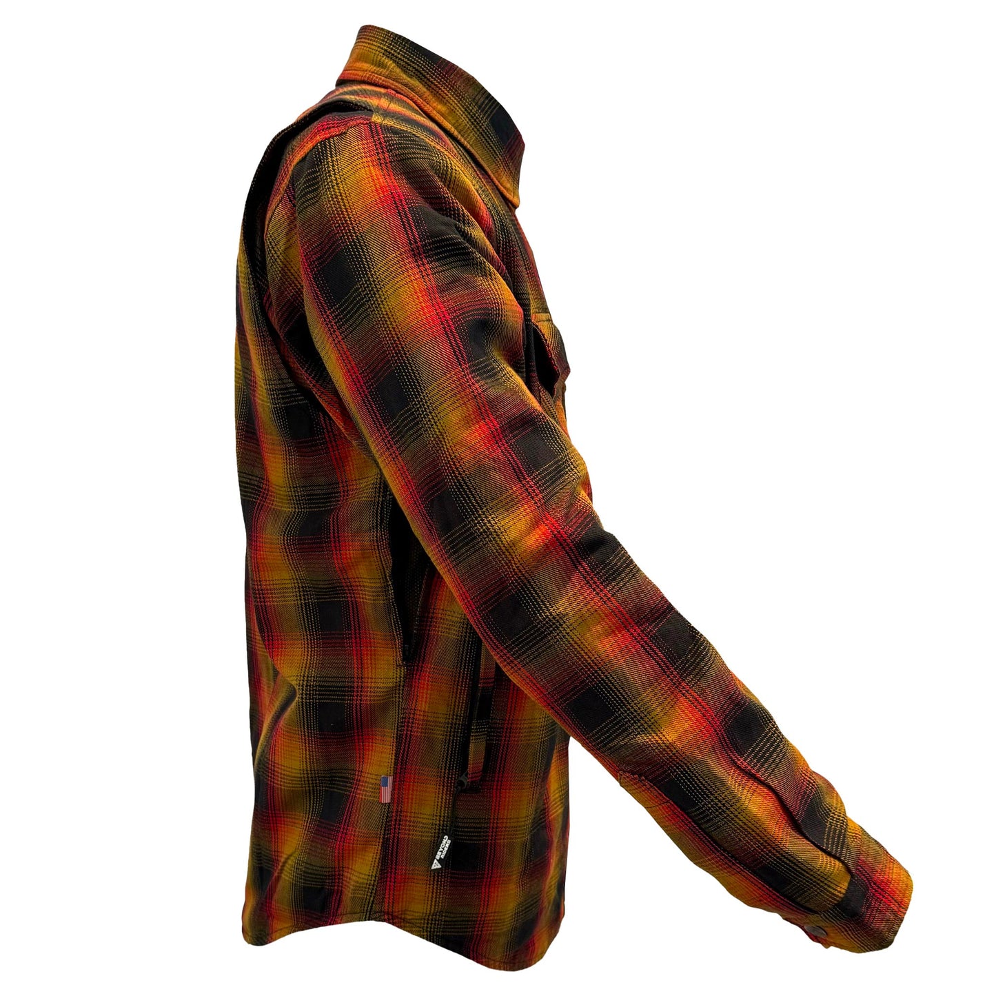 Protective Flannel Shirt For Men - Flame Orange Black Red Plaid with Pads