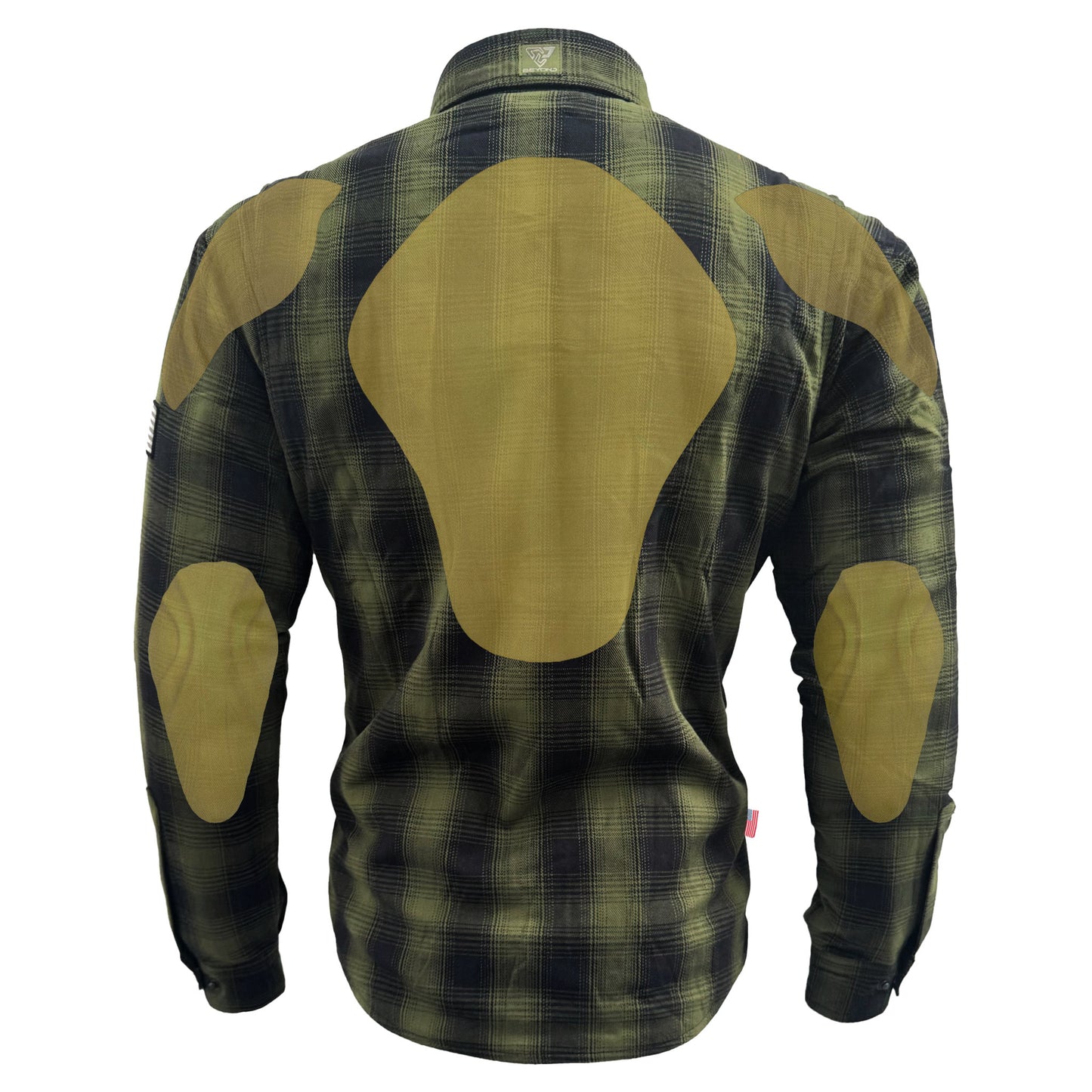 Protective Flannel Shirt For Men - Green and Black Plaid with Pads
