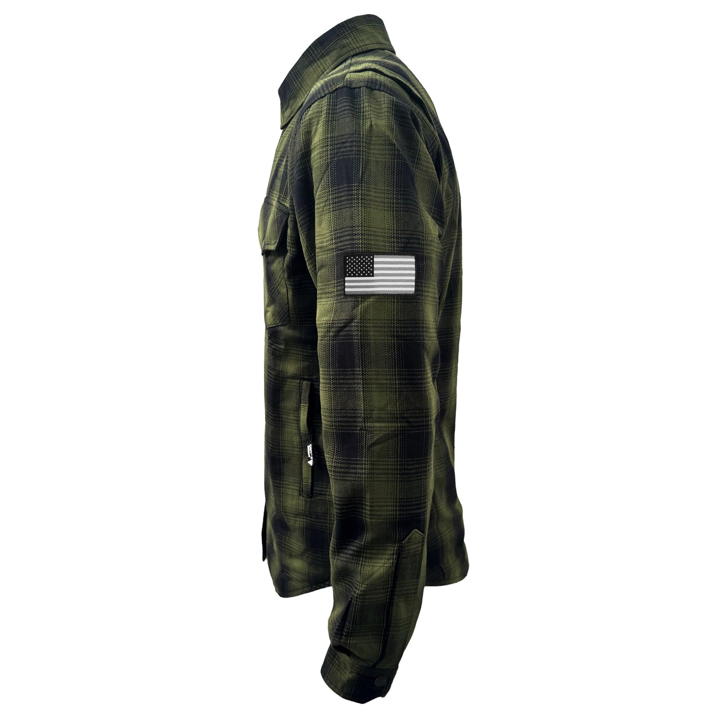 Protective Flannel Shirt For Men - Green and Black Plaid with Pads