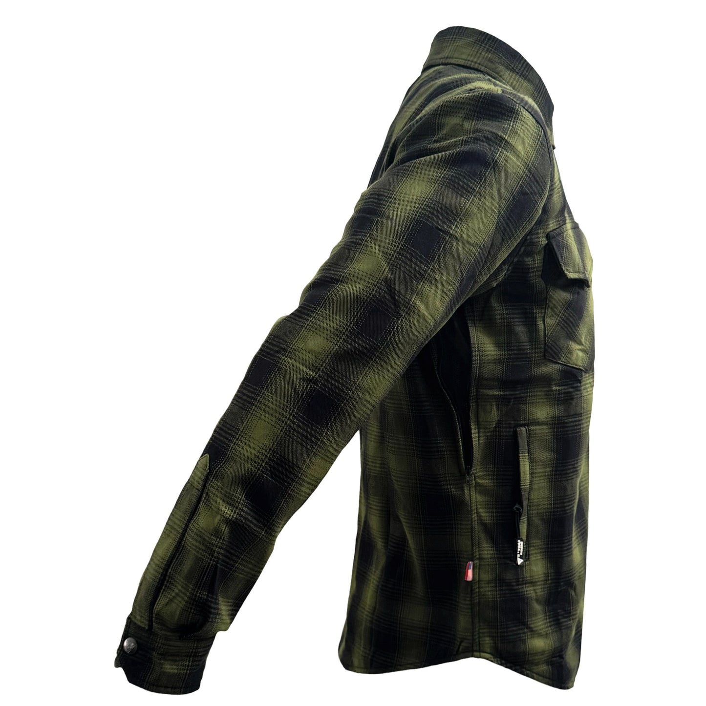 Protective Flannel Shirt For Men - Green and Black Plaid with Pads