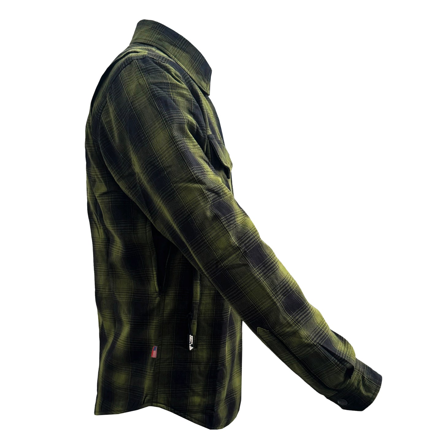 Protective Flannel Shirt For Men - Green and Black Plaid with Pads