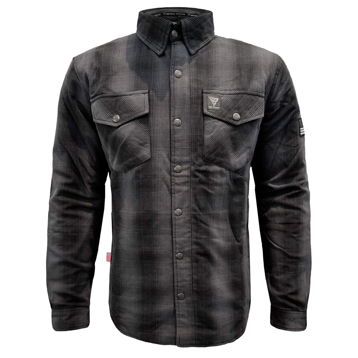 Protective Flannel Shirt For Men - Grey and Black Plaid with Pads