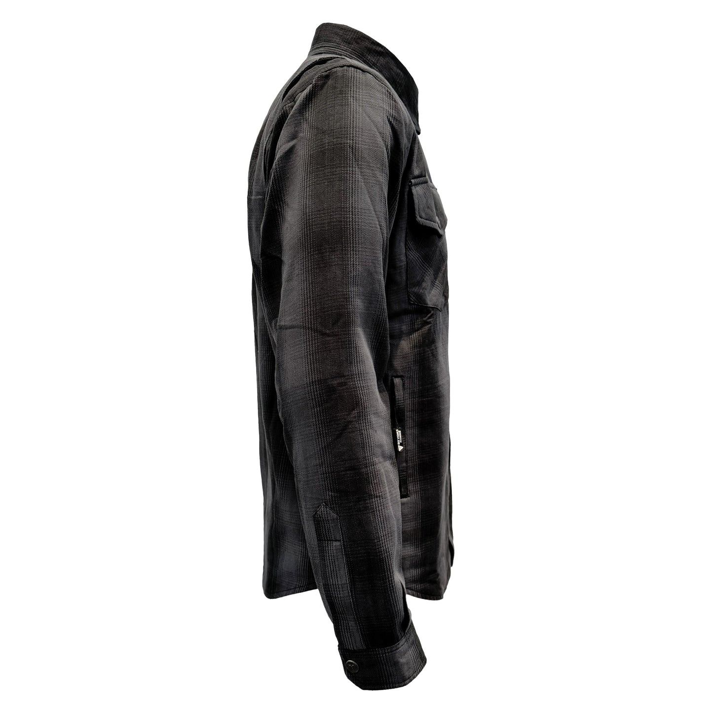 Protective Flannel Shirt For Men - Grey and Black Plaid with Pads