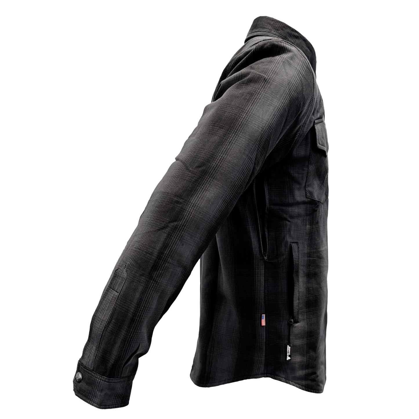 Protective Flannel Shirt For Men - Grey and Black Plaid with Pads