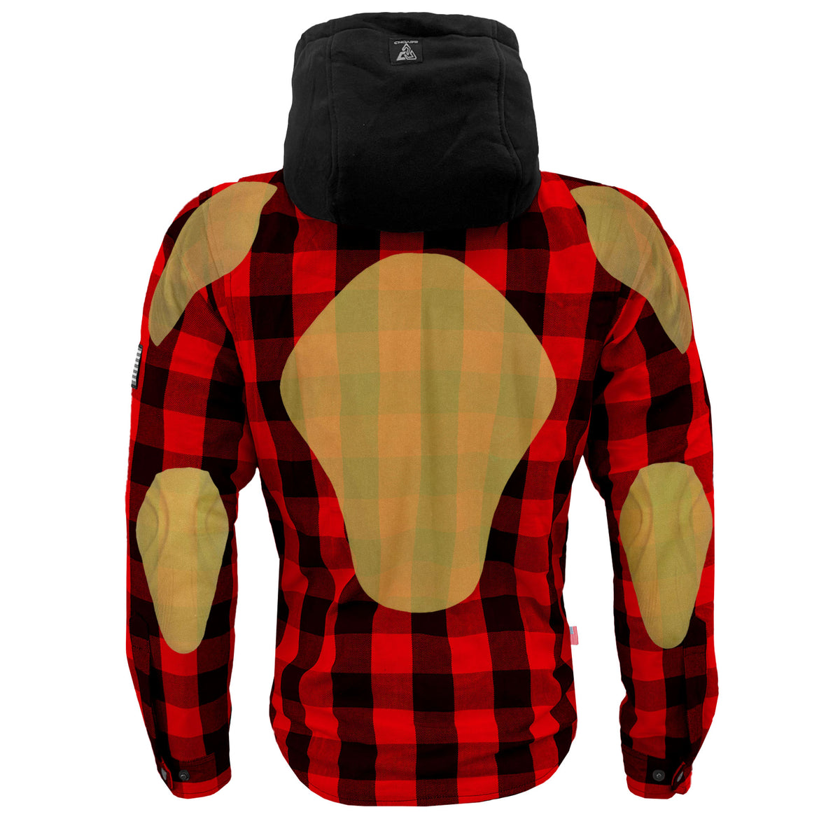 Protective Flannel Hoodie For Men Red Black with Pads Beyond Riders