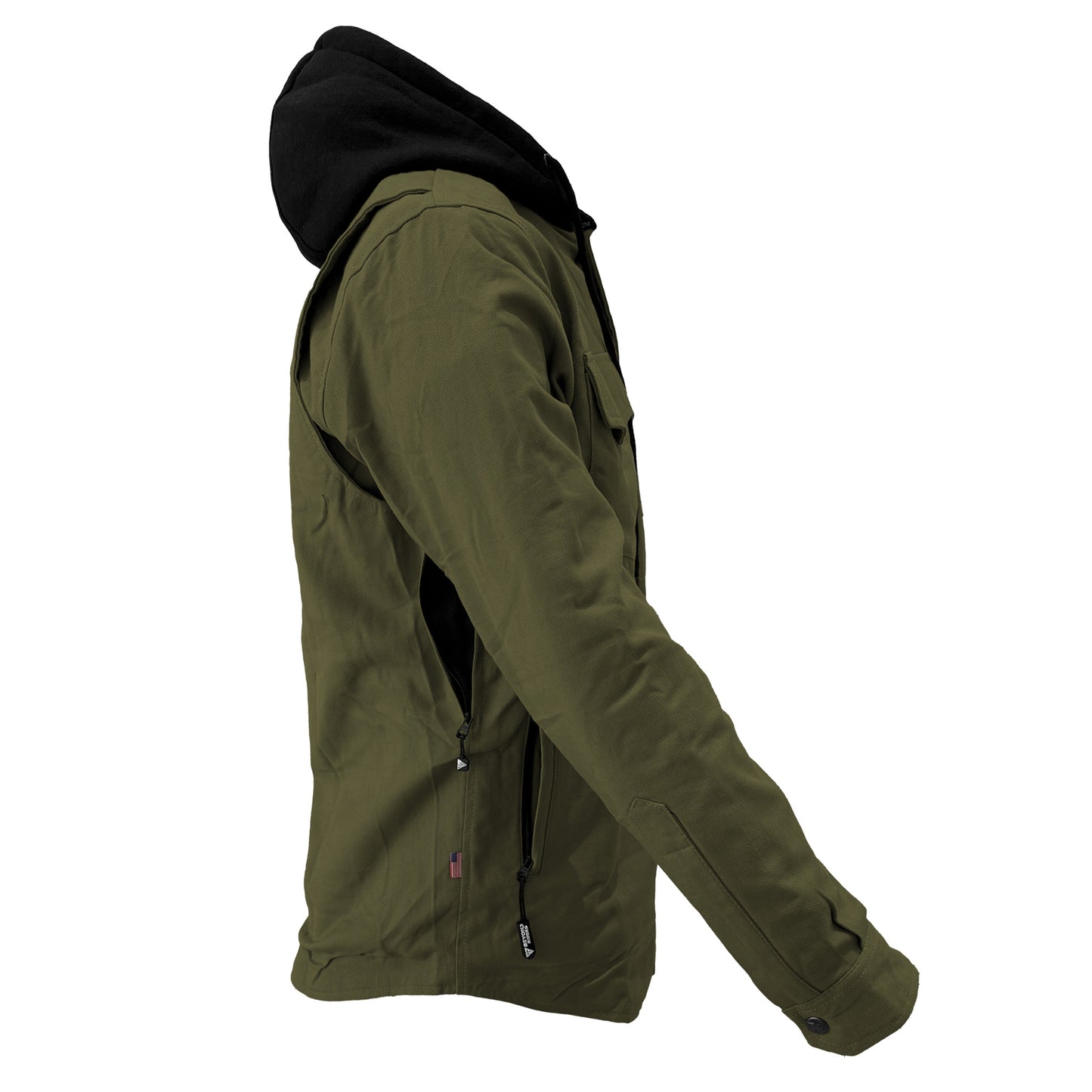 Protective Flannel Hoodie For Men - Army Green Solid with Pads