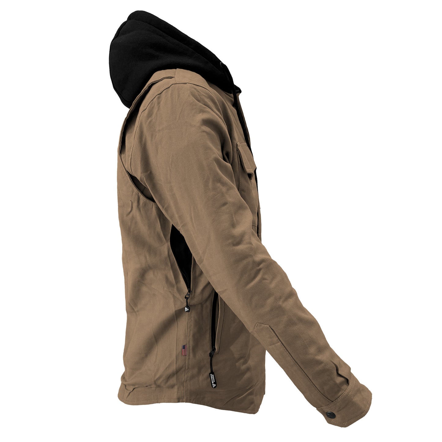 Protective Flannel Hoodie For Men - Camel Solid with Pads