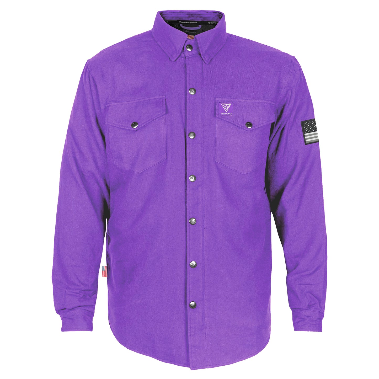 Protective Flannel Shirt - Purple Solid with Pads