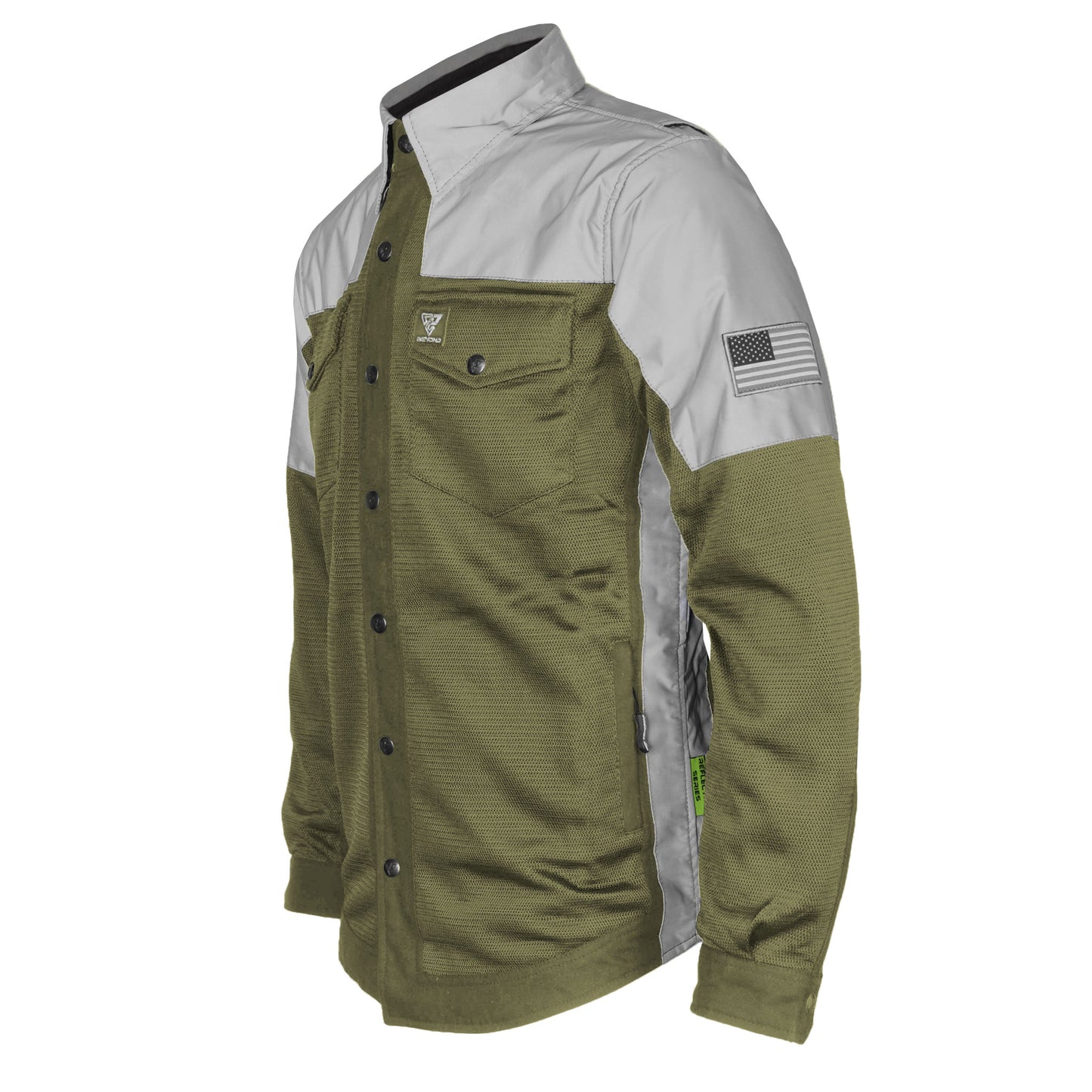 Summer Mesh Reflective Shirt Army Green Eclipse - with Pads
