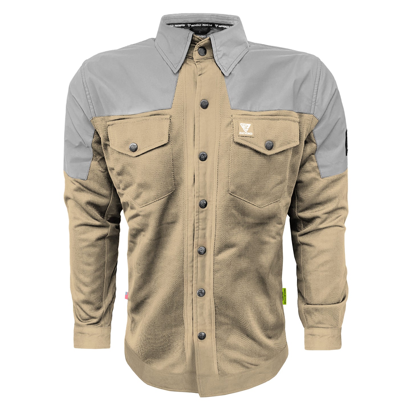Summer Mesh Reflective Shirt Khaki Eclipse - with Pads