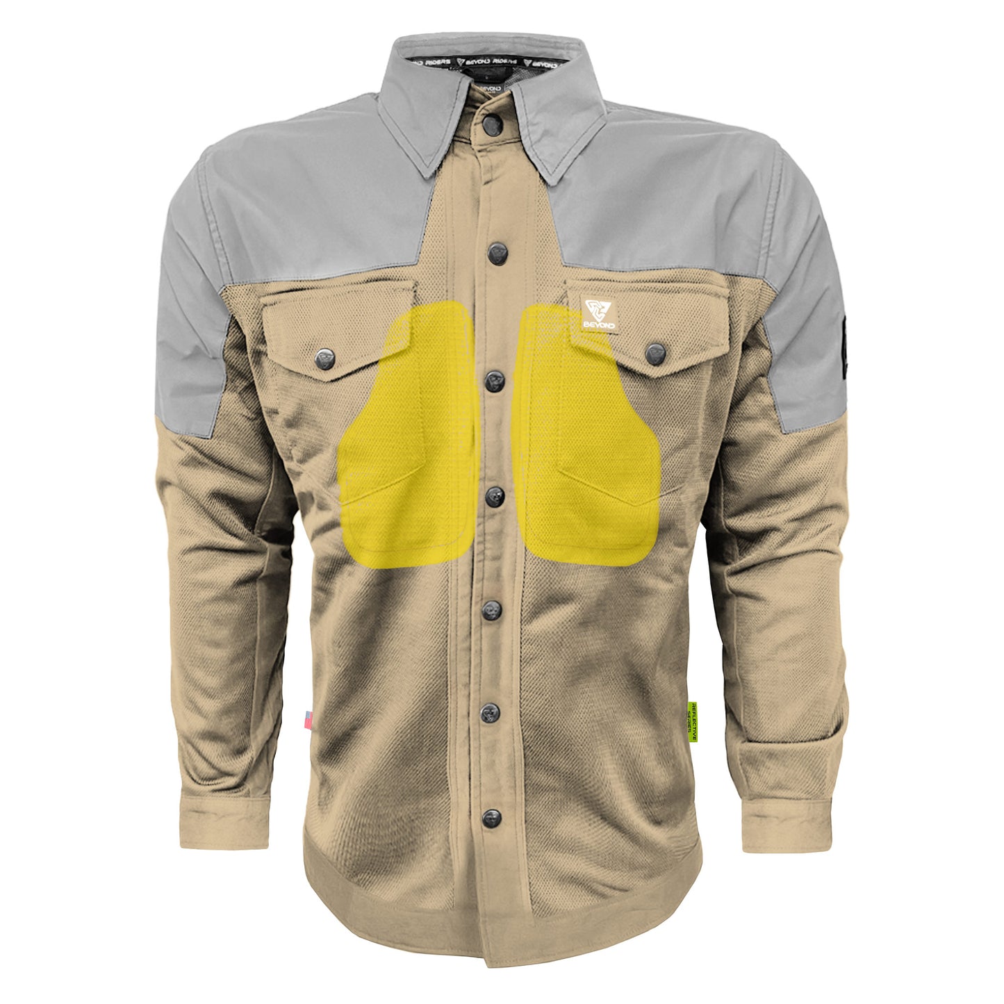 Summer Mesh Reflective Shirt Khaki Eclipse - with Pads