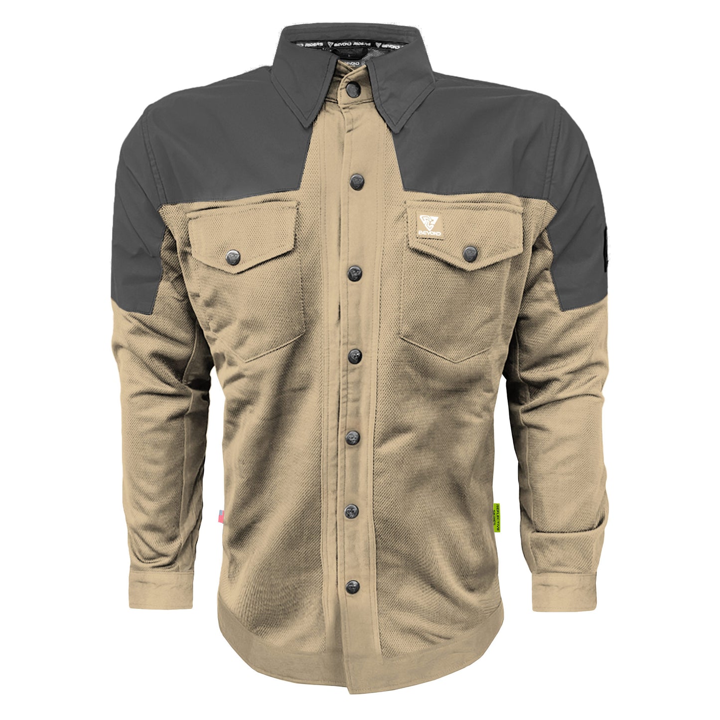 Summer Mesh Reflective Shirt Khaki Nebula - with Pads