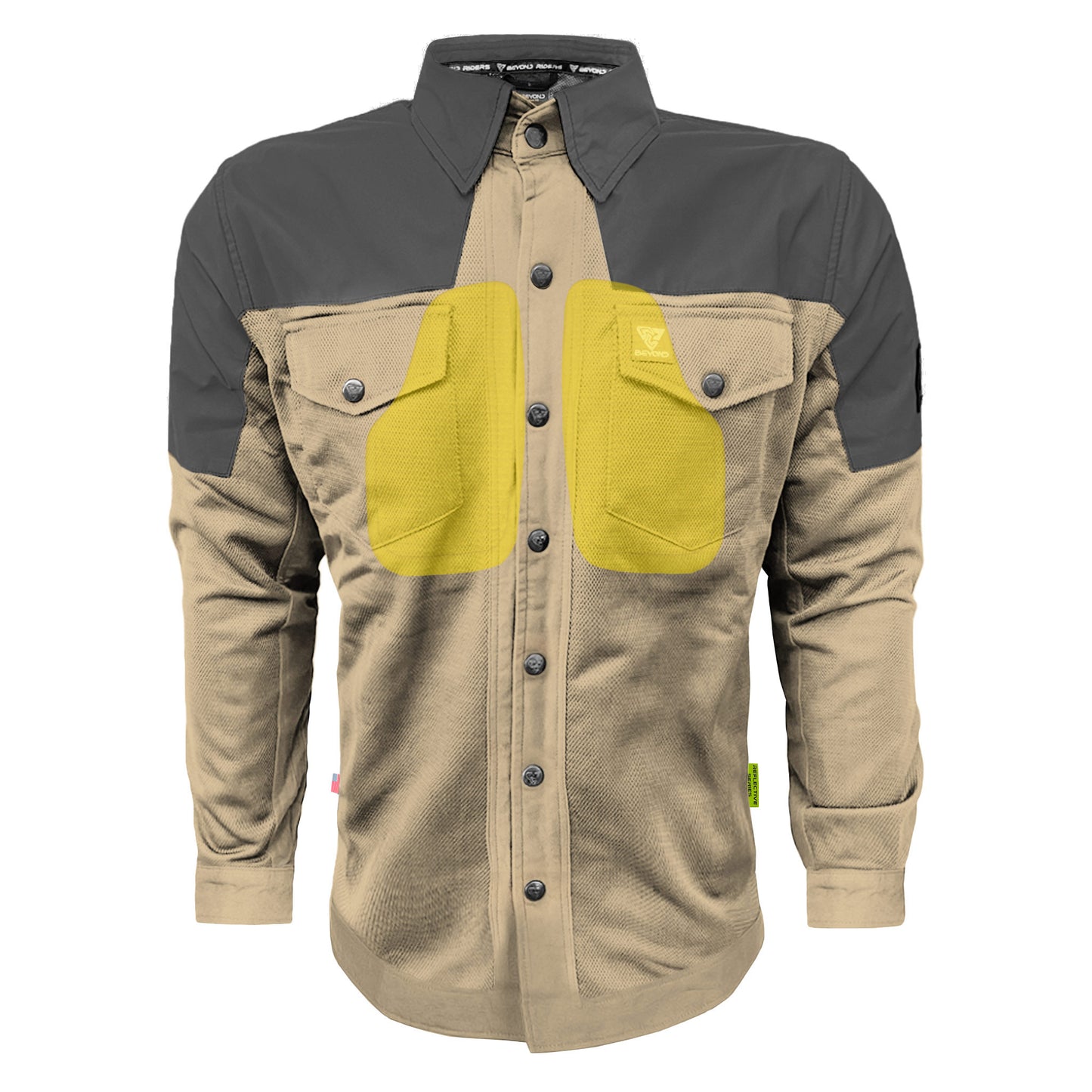 Summer Mesh Reflective Shirt Khaki Nebula - with Pads