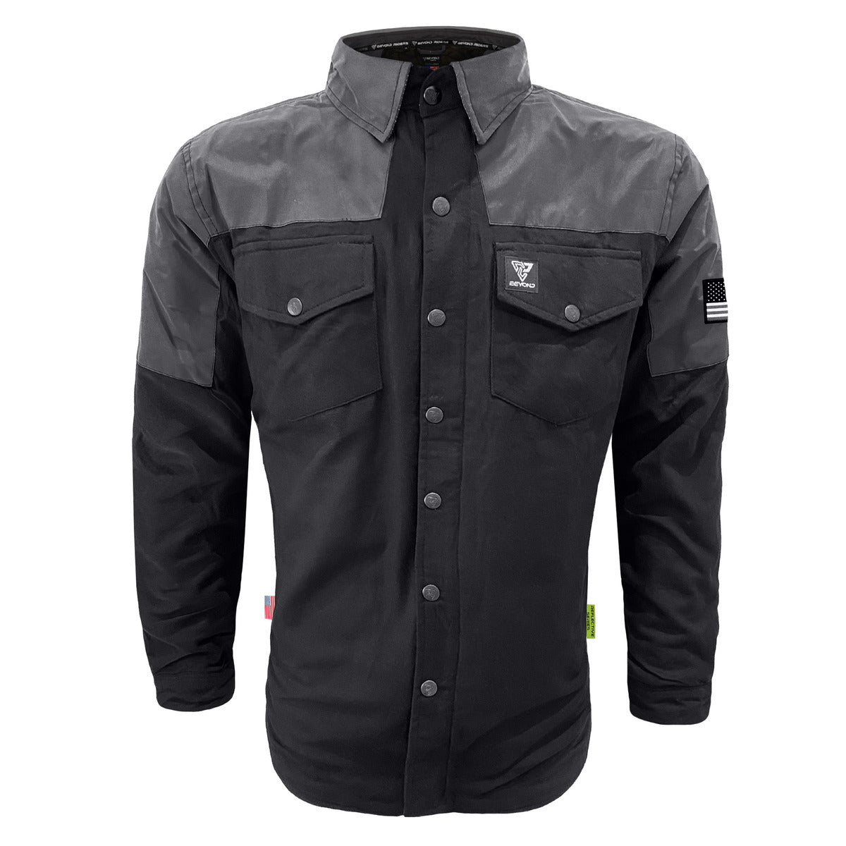 Men's-Reflective-Flannel-Shirt-on-Black-Front