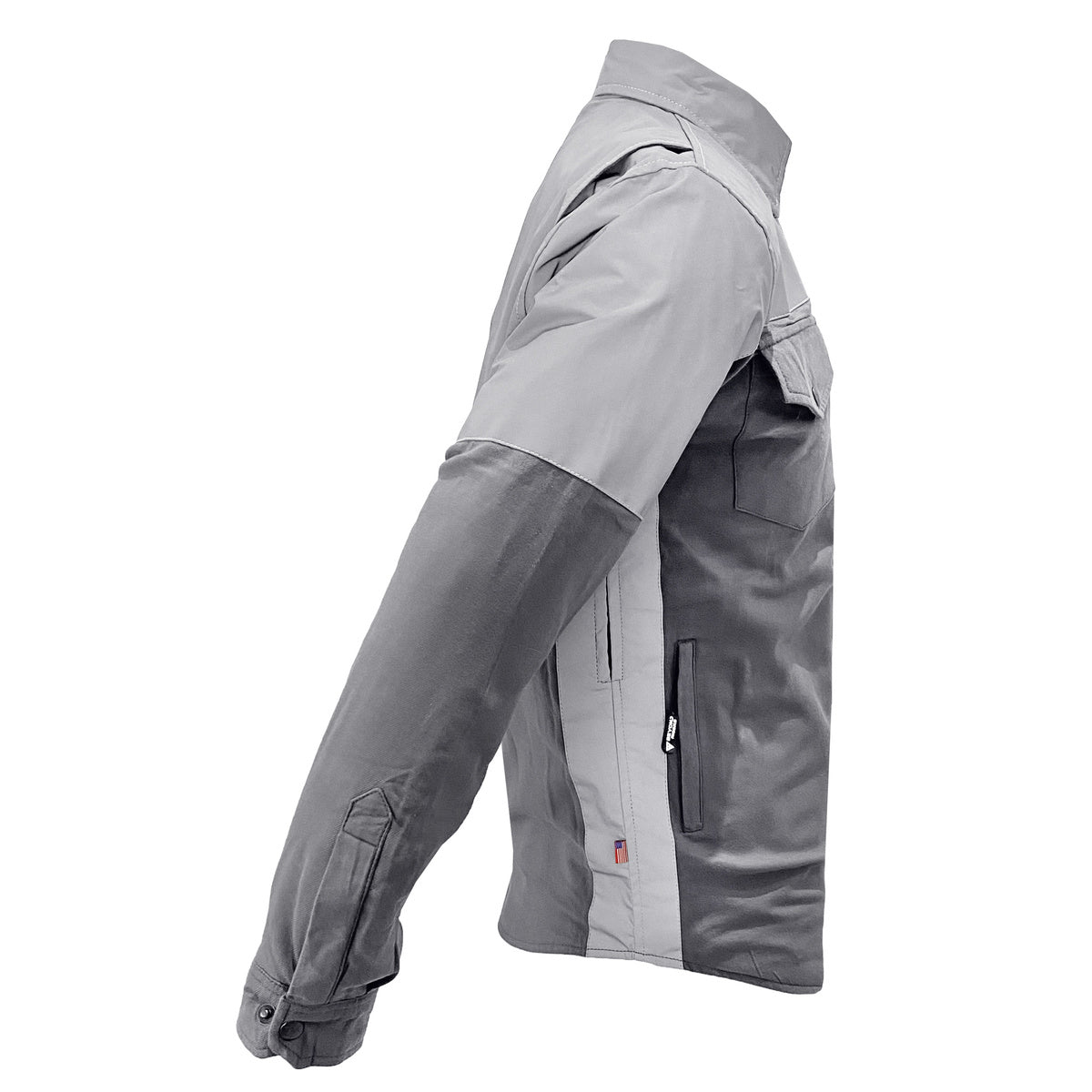 Men's-Reflective-Flannel-Shirt-Gray-and-Silver-Right-Sleeve