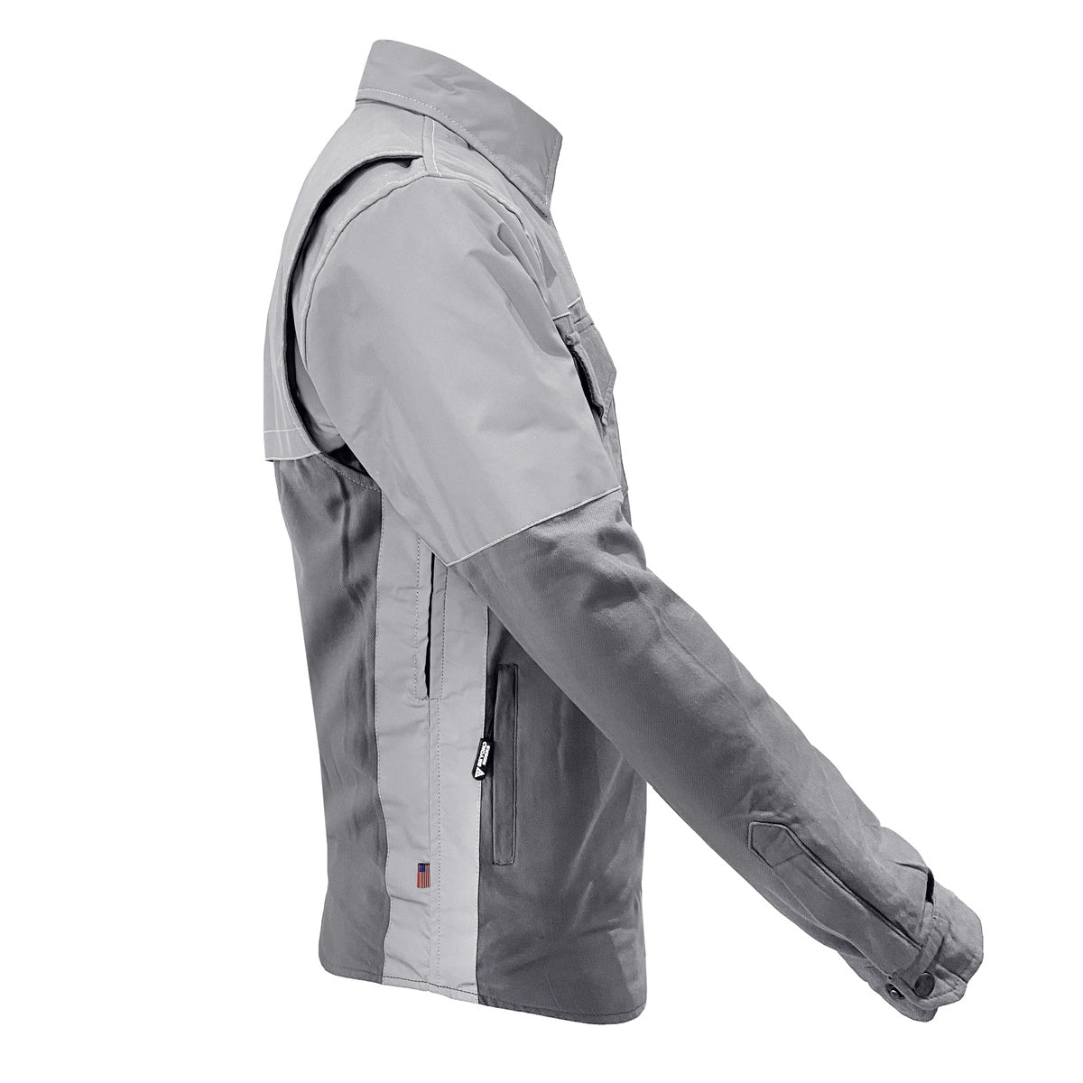 Men's-Reflective-Flannel-Shirt-Gray-and-Silver-with-Raised-Sleeve