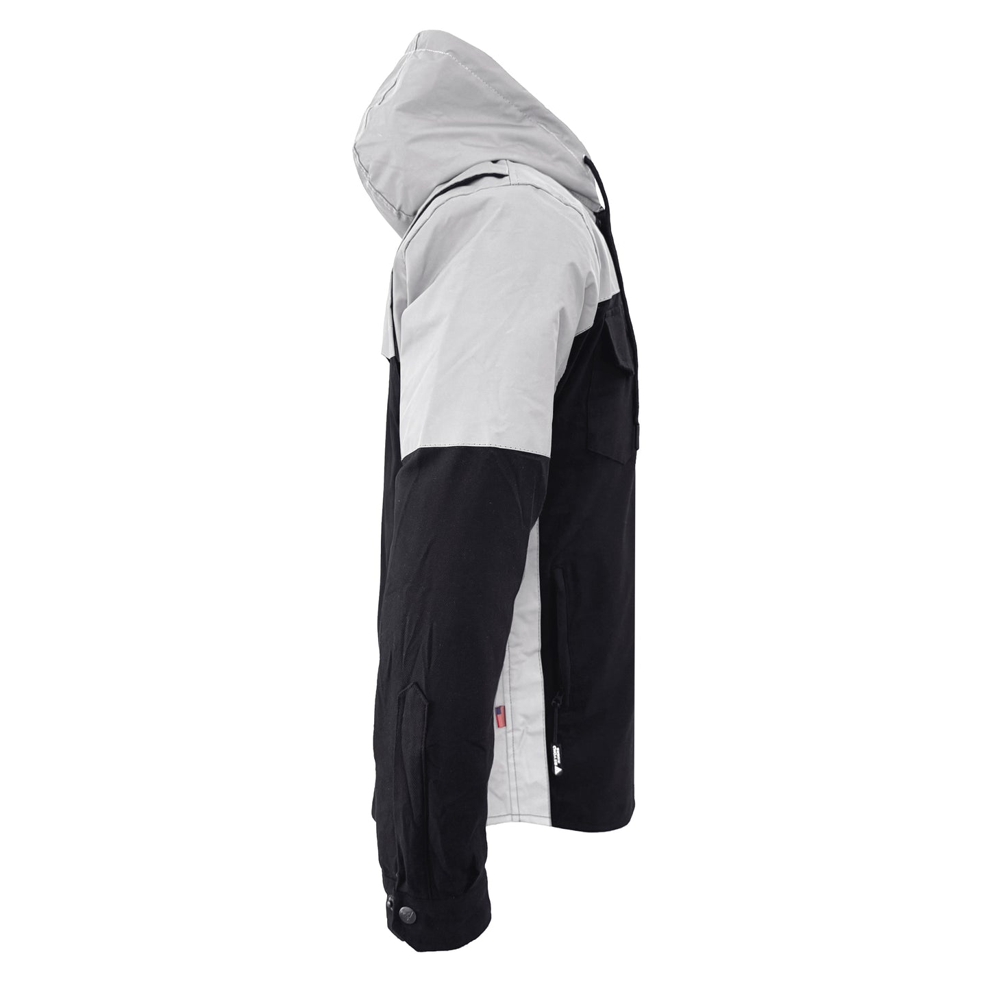 Protective Reflective Flannel Hoodie "Alloy Eclipse" For Men - Black and Silver with Pads