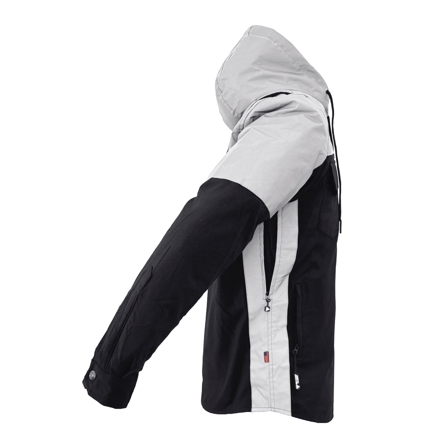 Protective Reflective Flannel Hoodie "Alloy Eclipse" For Men - Black and Silver with Pads
