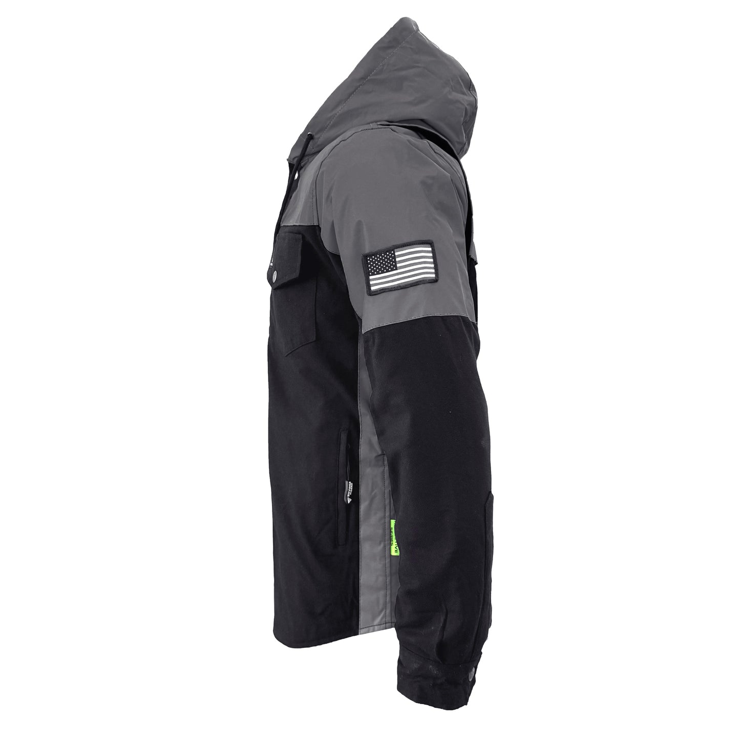 Protective Reflective Flannel Hoodie "Nightfall Nebula" For Men - Black with Pads