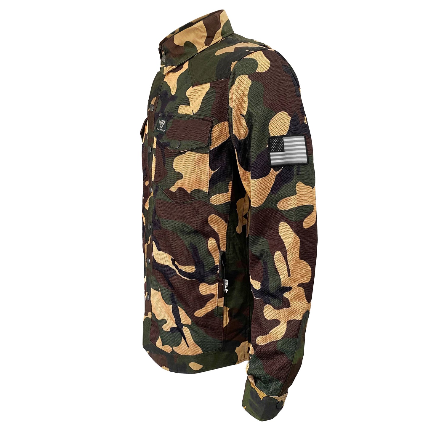 Summer Mesh Protective Camouflage Shirt "Knight Hawk" - Dark Color with Pads