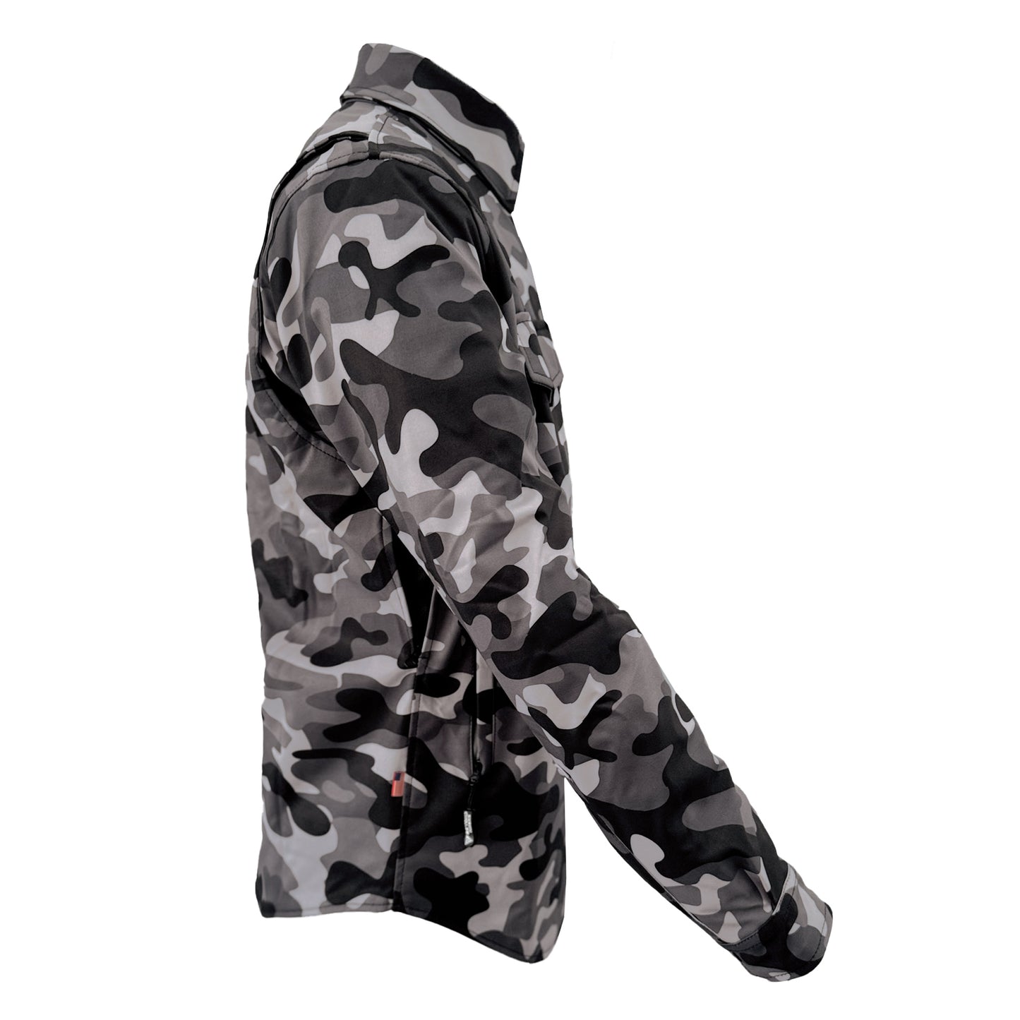 Protective SoftShell Winter Jacket for Men - Camouflage Gray Boomer with Pads