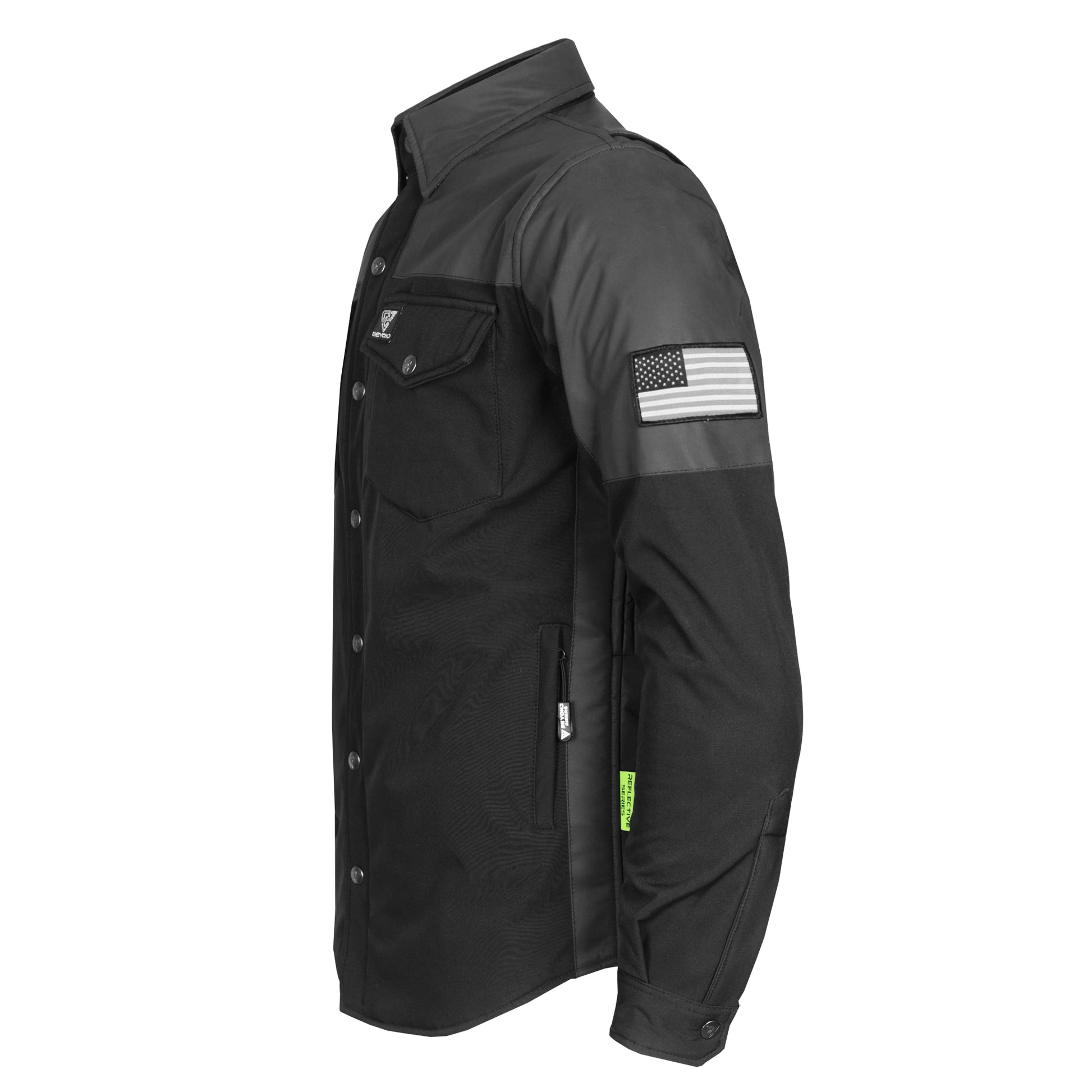SoftShell-Reflective-Winter-Jacket-for-Men-Black-Matte-Left-45-Degrees