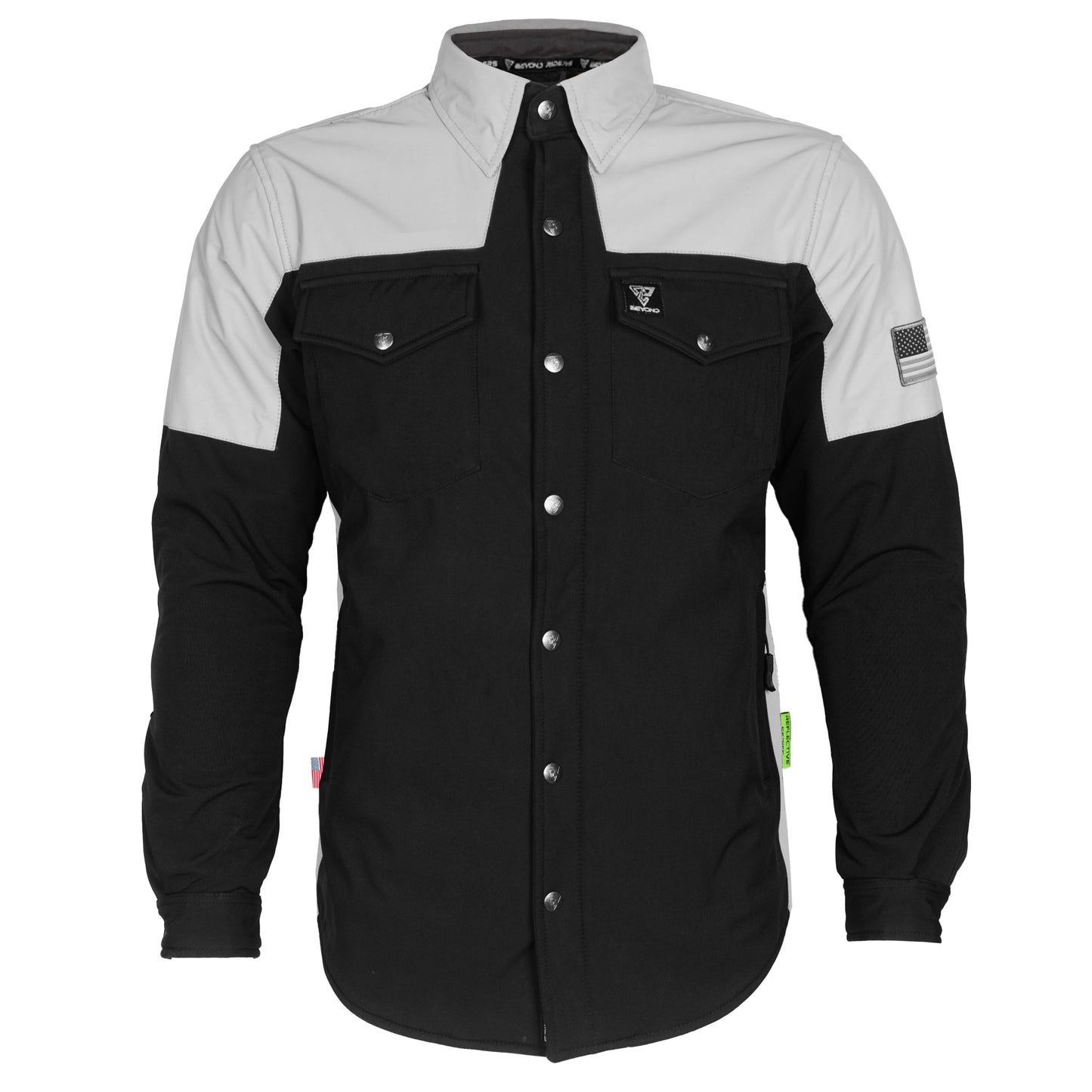 SoftShell-Reflective-Winter-Jacket-for-Men-Black-Silver-Front