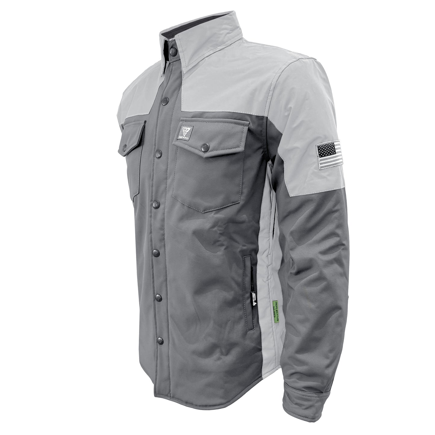 SoftShell Reflective "Twilight Titanium" Winter Jacket for Men - Grey Matte with Pads