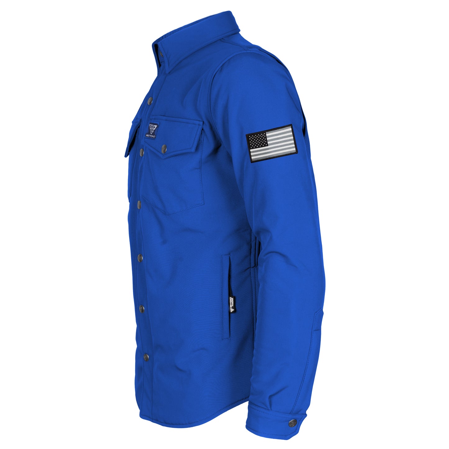 Protective SoftShell Winter Jacket for Men - Royal Blue Matte with Pads