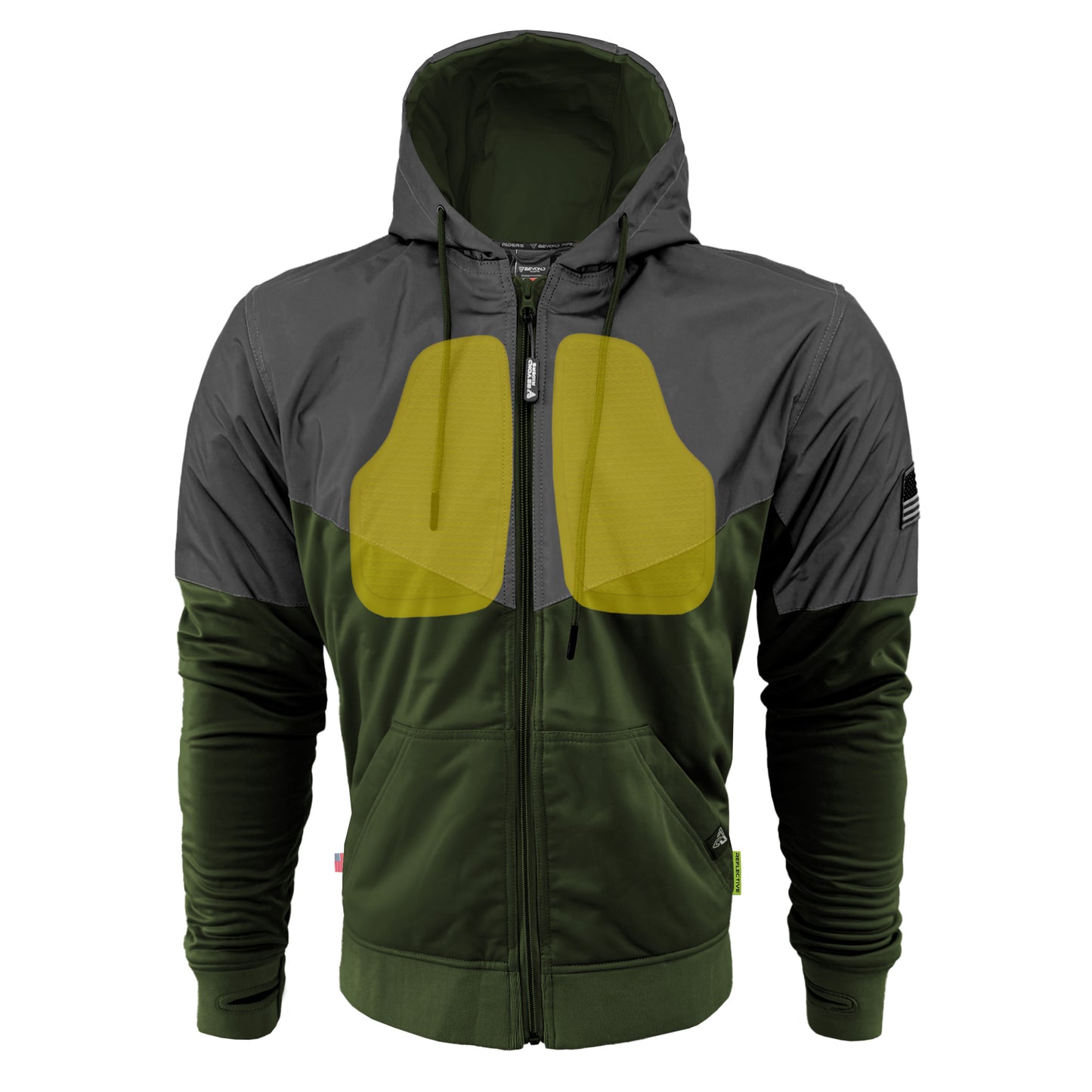 Ultra Reflective Hoodie Army Green Nebula with Pads