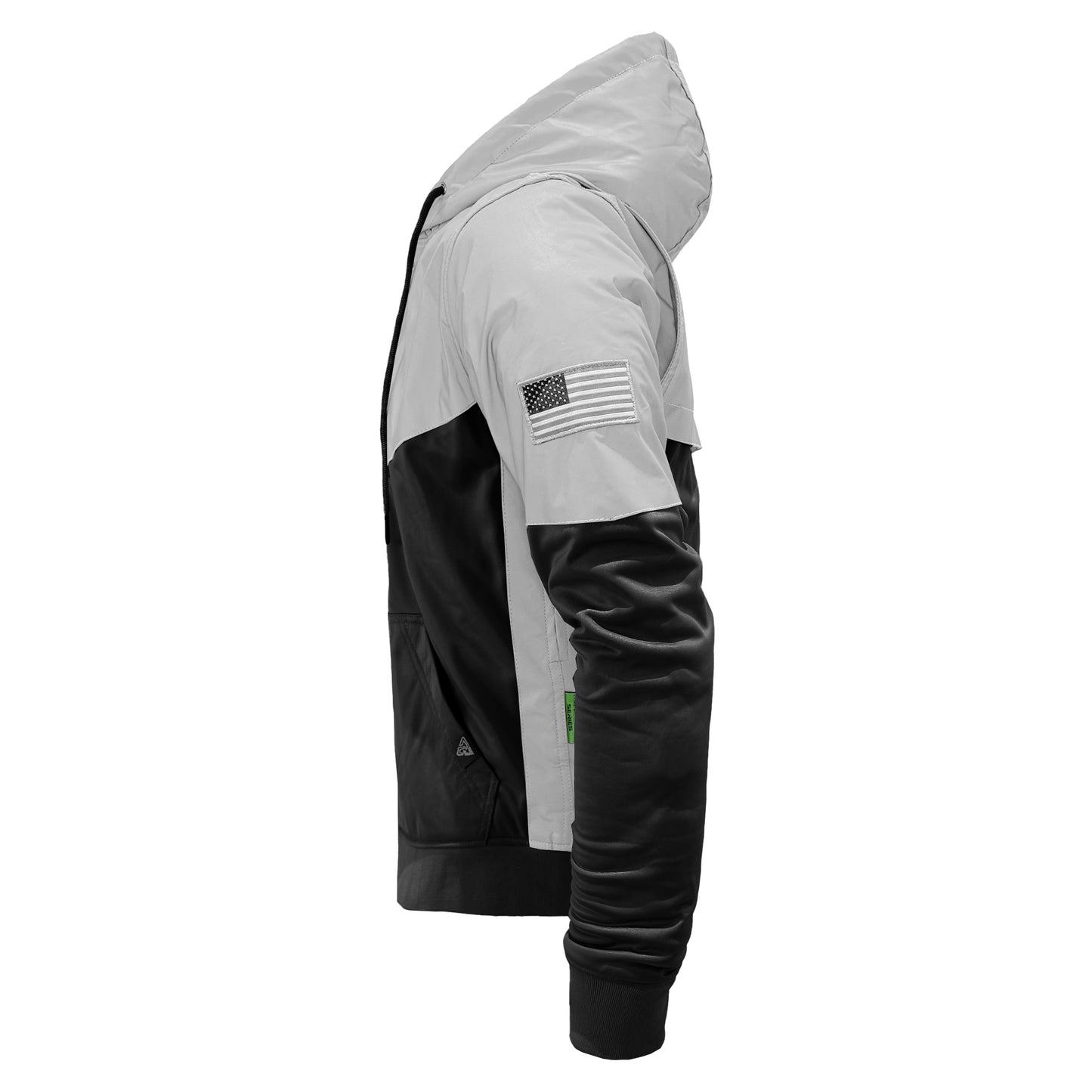 Ultra Reflective Hoodie "Alloy Eclipse" - Black and Silver with Pads