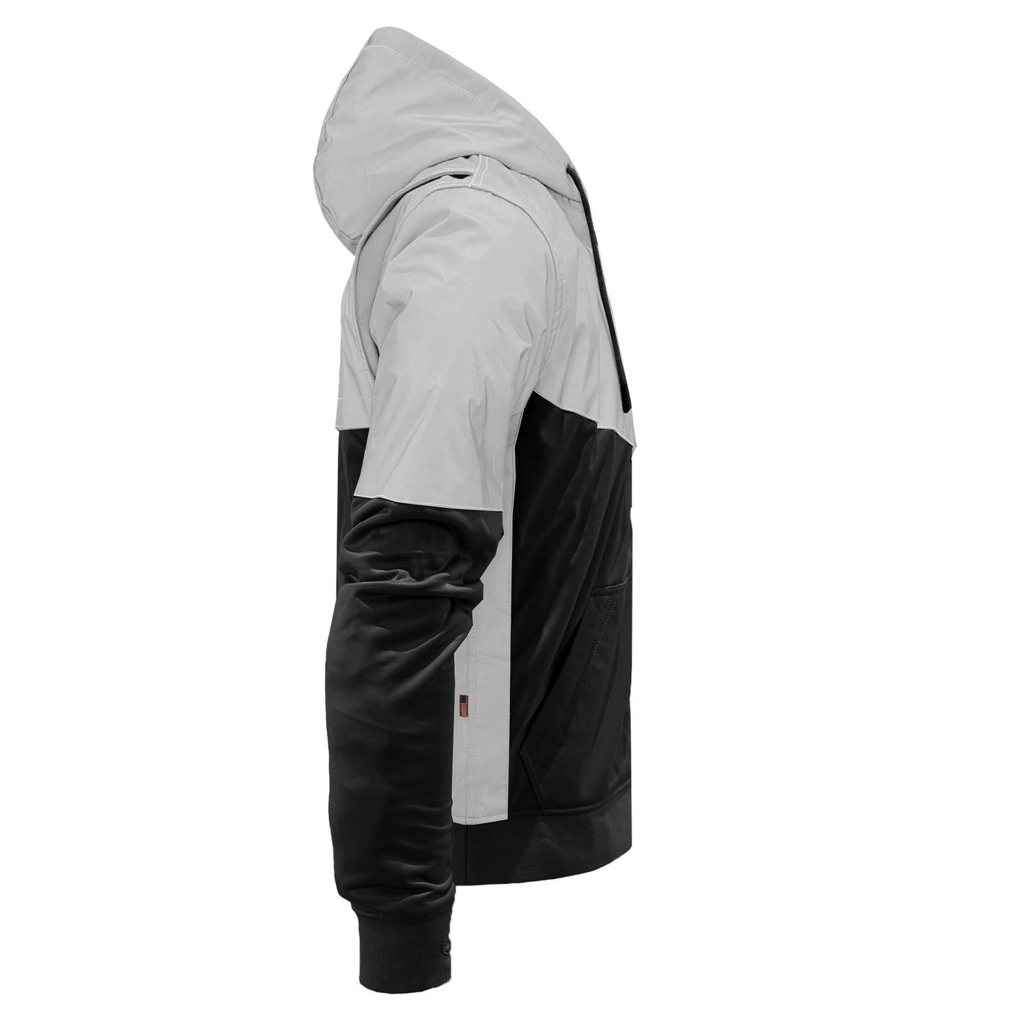 Ultra Reflective Hoodie "Alloy Eclipse" - Black and Silver with Pads