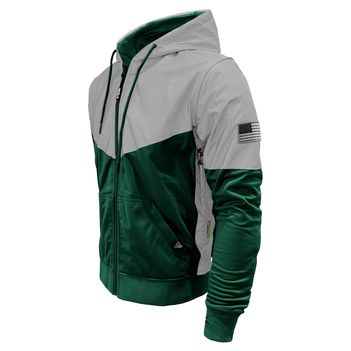Ultra Reflective Hoodie Dark Green Eclipse with Pads